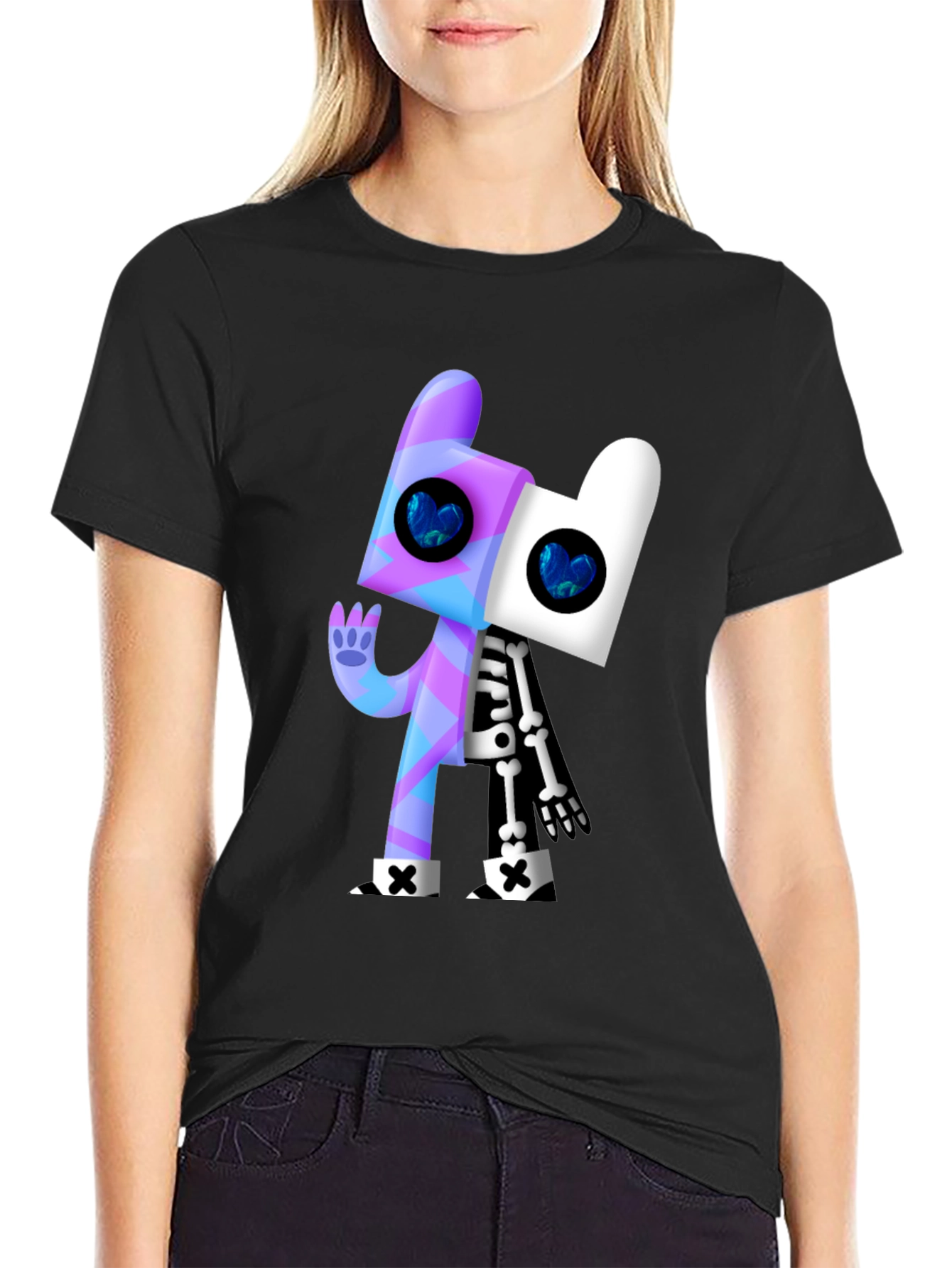 Cartoon Character Graphic Black T-Shirt