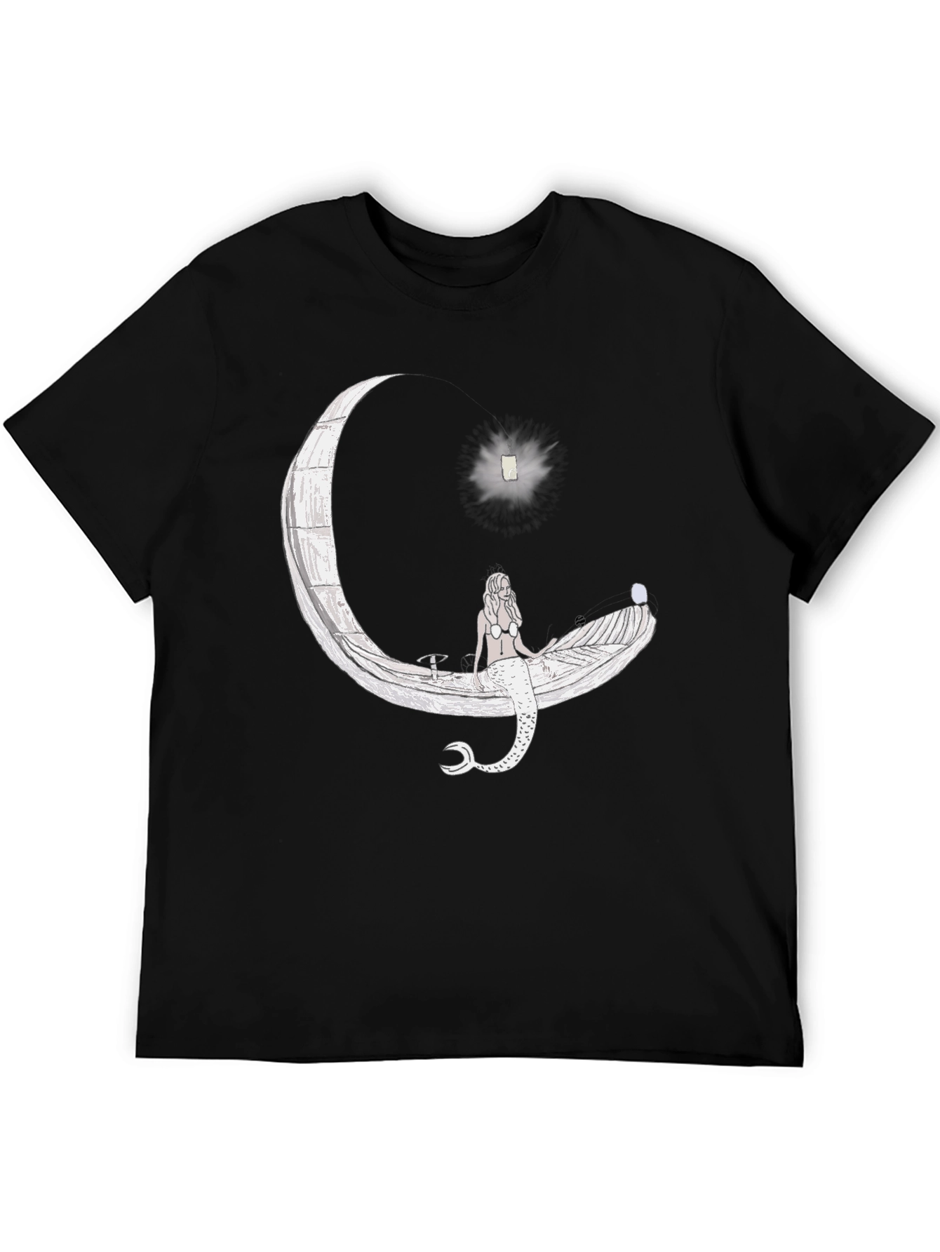 Mermaid Moon Graphic T-Shirt - Black