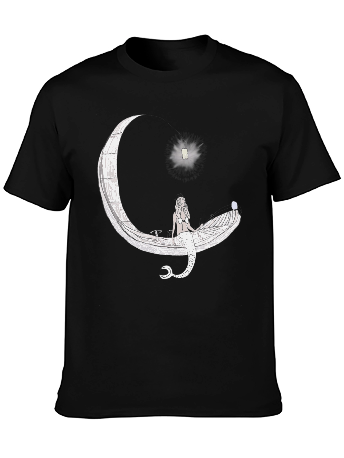 Mermaid Moon Graphic T-Shirt - Black