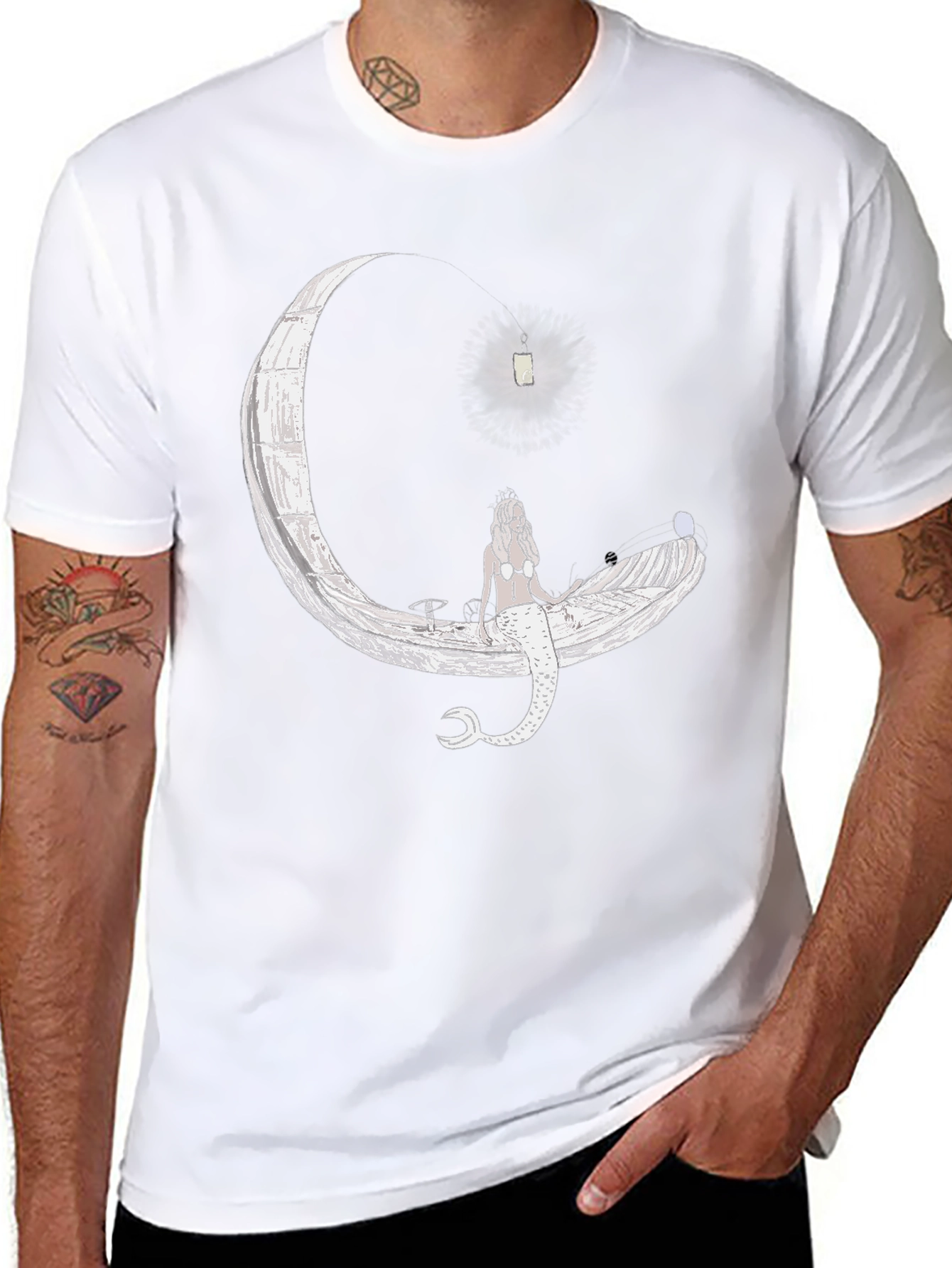 Mermaid Moon Graphic T-Shirt - Black