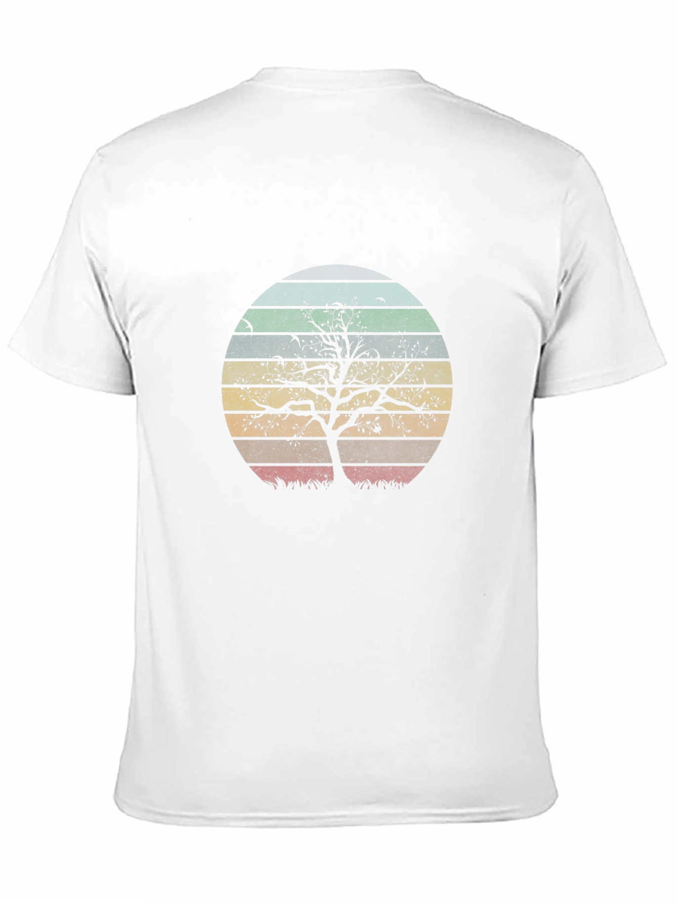 Retro Sunset Tree Graphic Tee - Black Cotton Blend