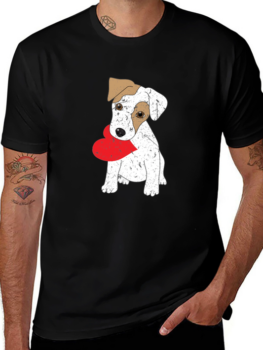Dog with Heart Black T-Shirt