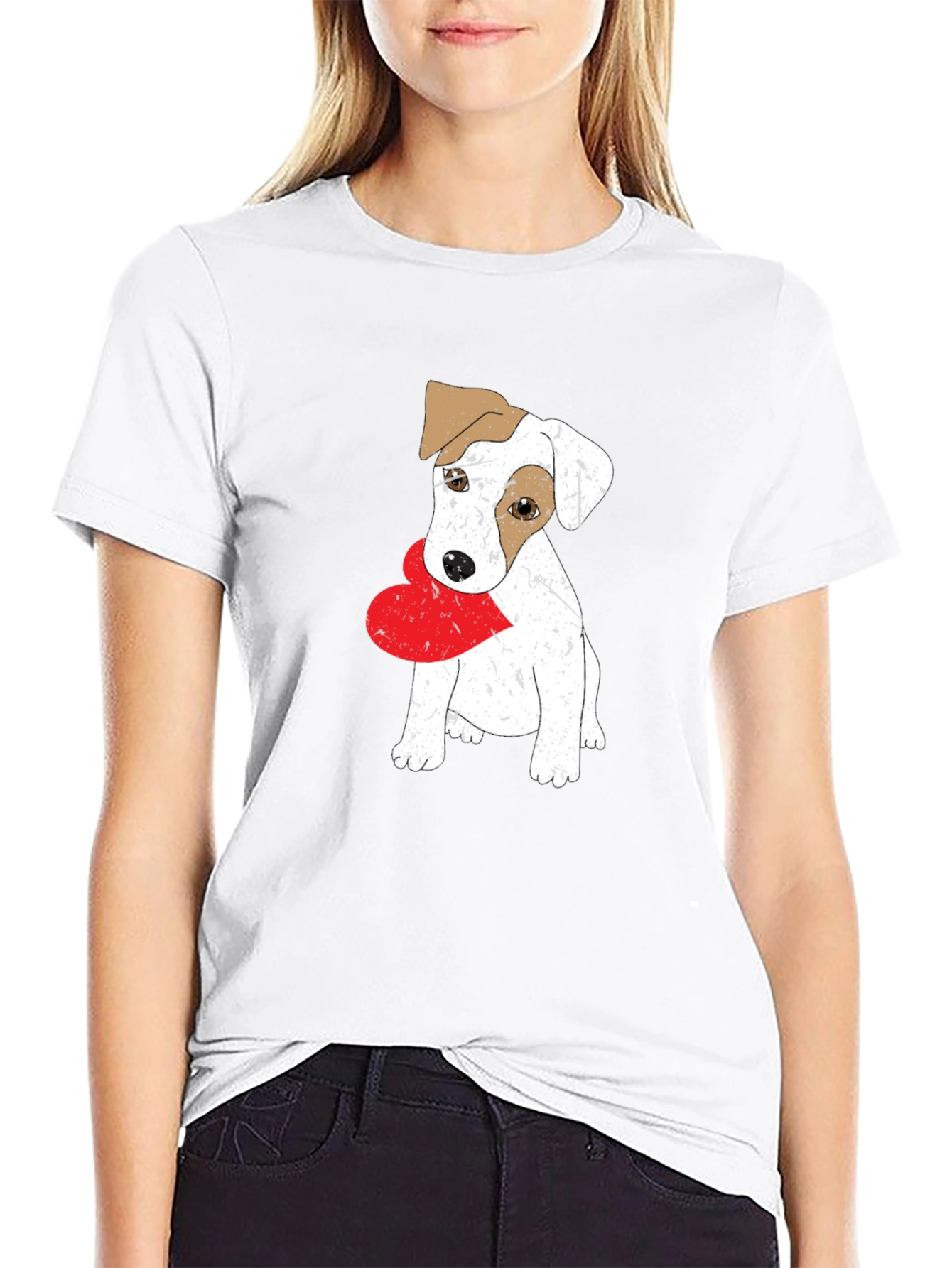Dog with Heart Black T-Shirt