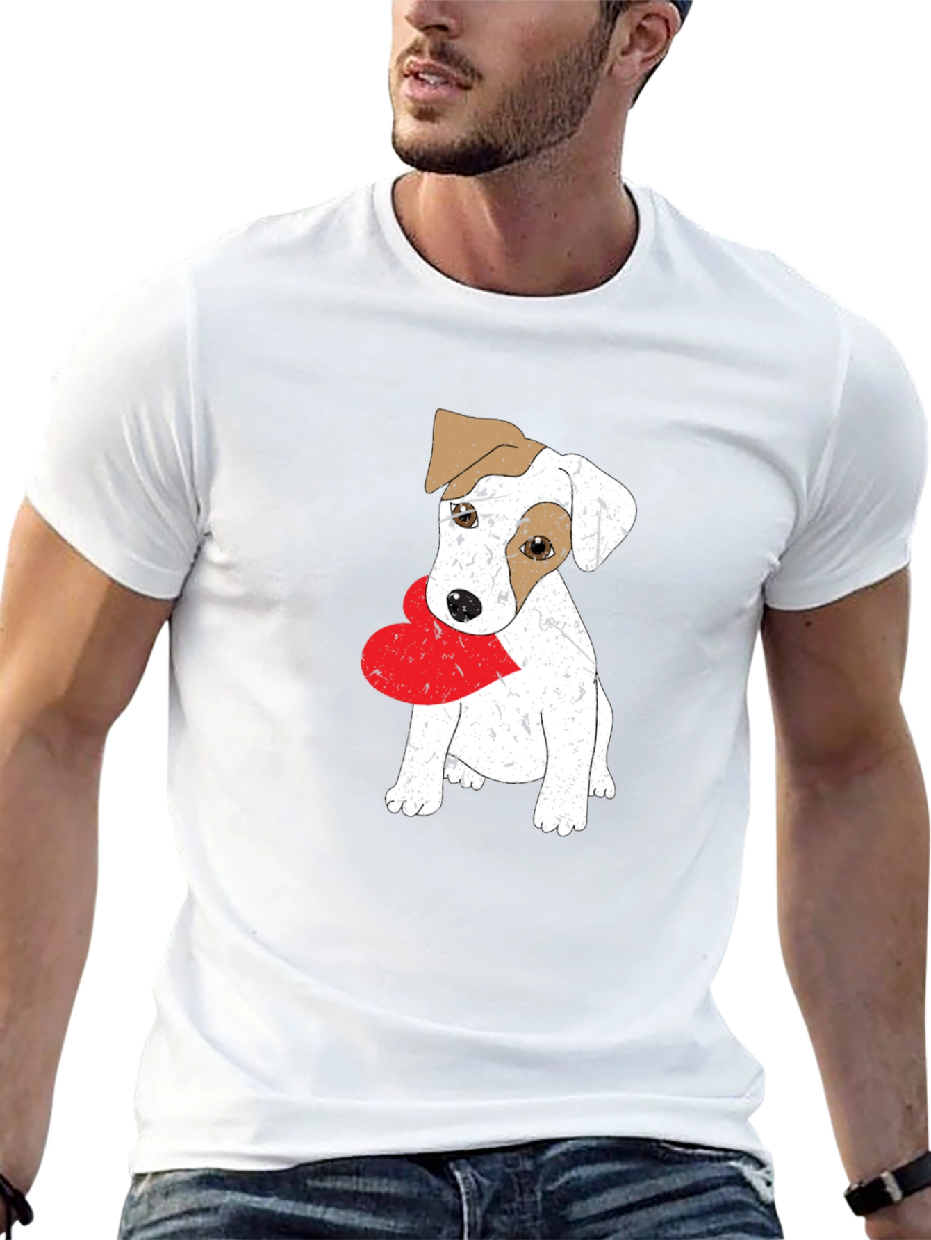 Dog with Heart Black T-Shirt