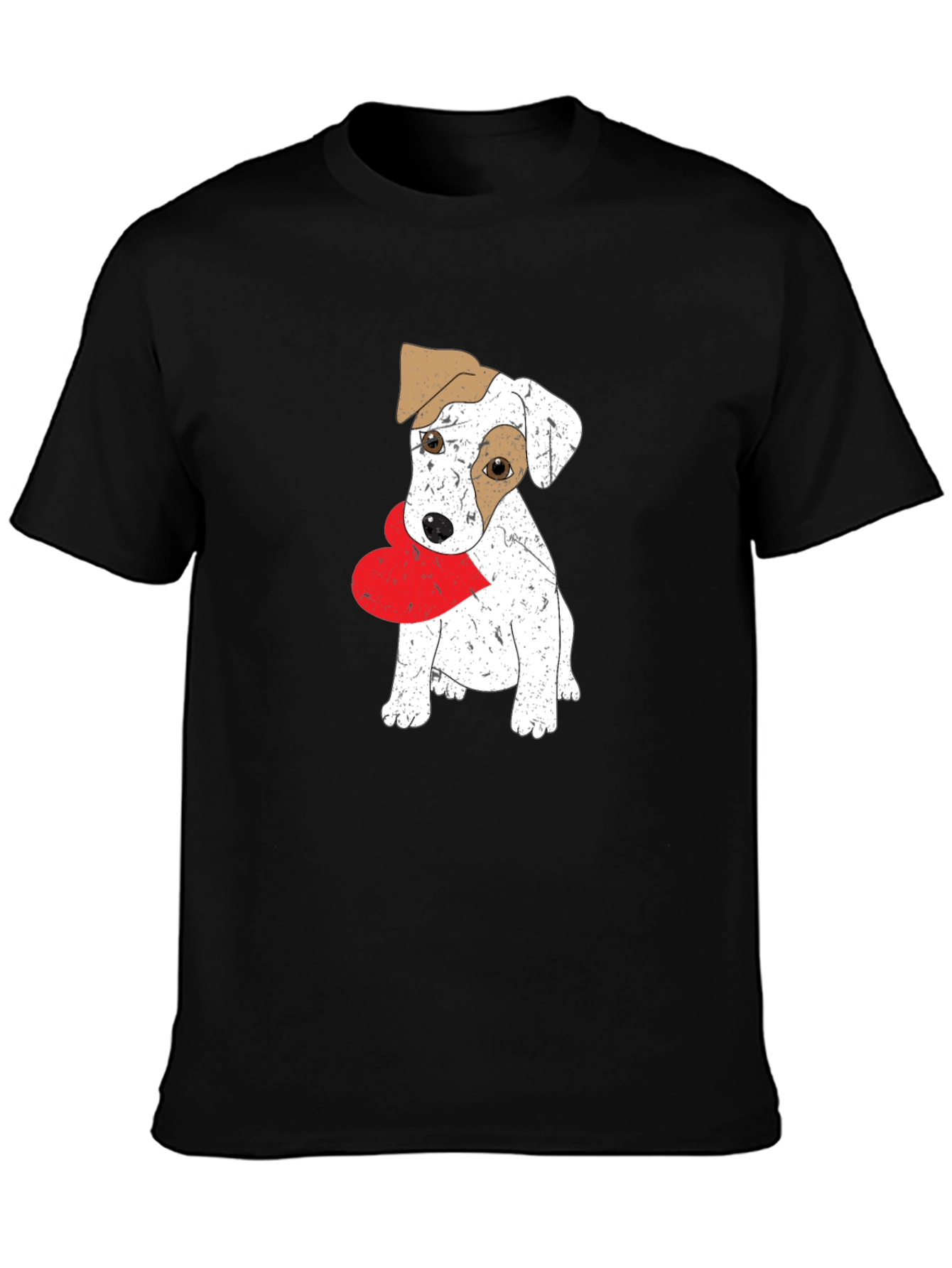 Dog with Heart Black T-Shirt