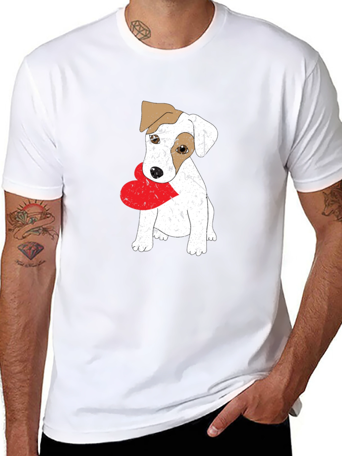 Dog with Heart Black T-Shirt