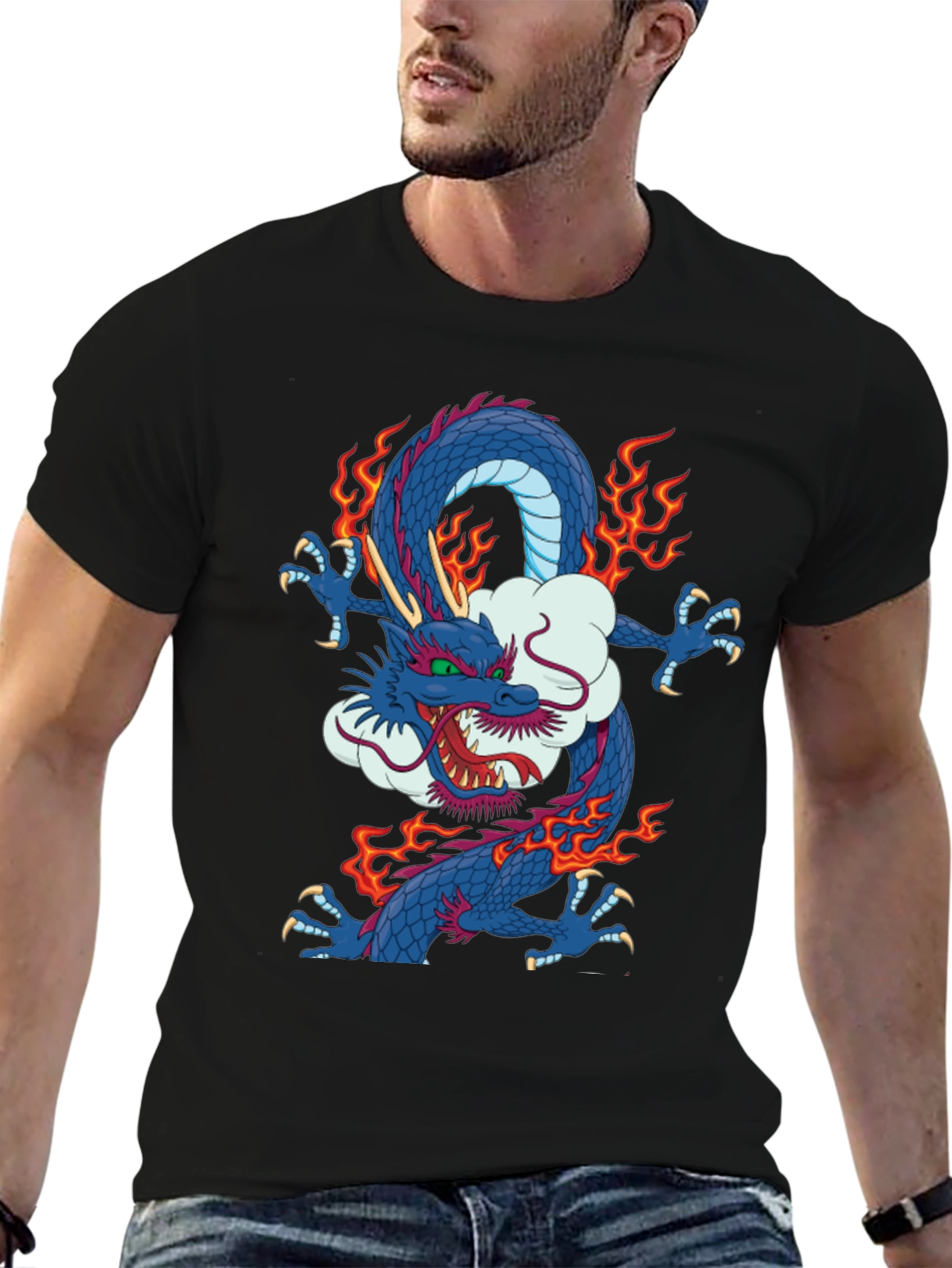 Dragon Graphic Print Crew Neck T-Shirt