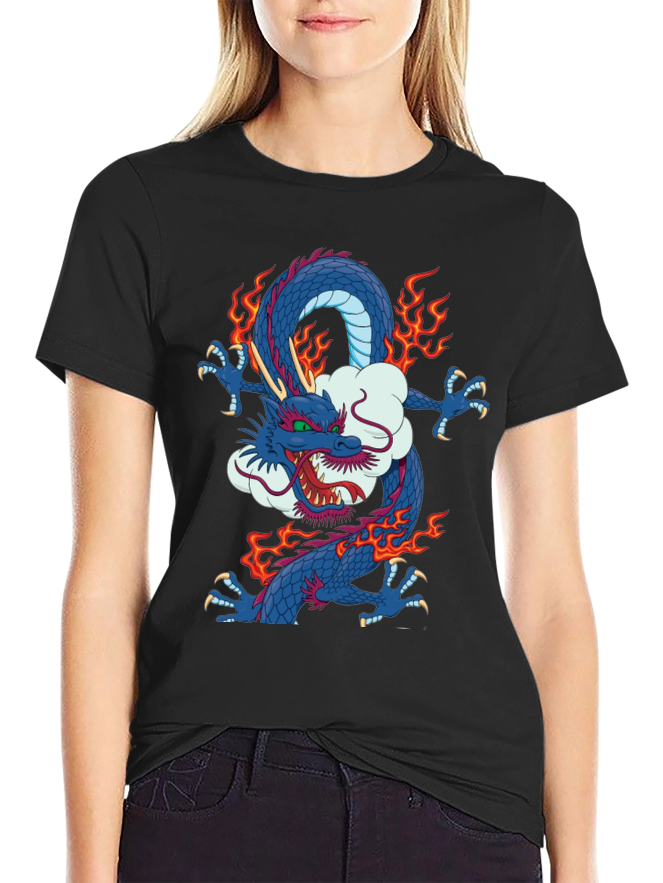 Dragon Graphic Print Crew Neck T-Shirt