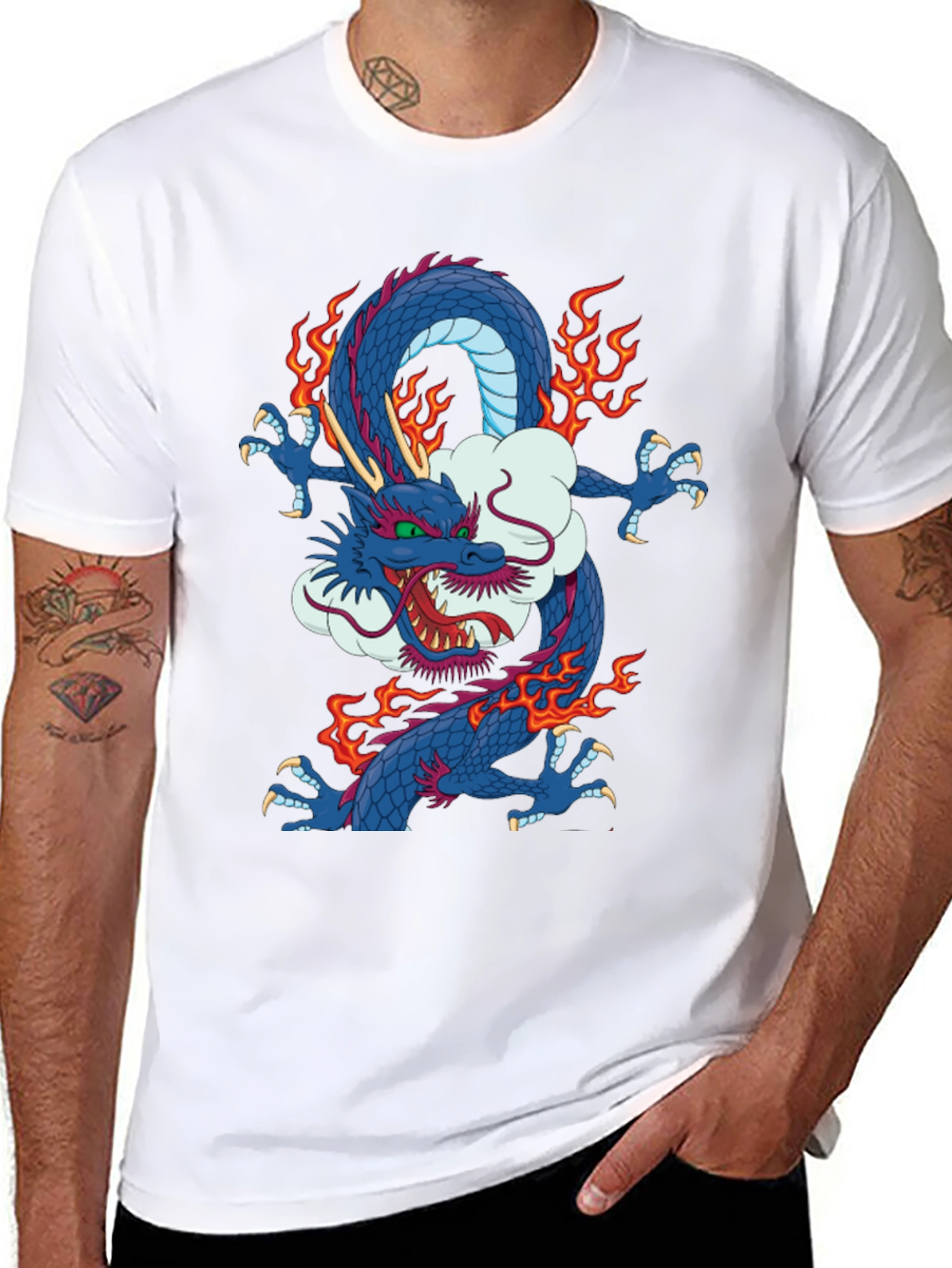 Dragon Graphic Print Crew Neck T-Shirt