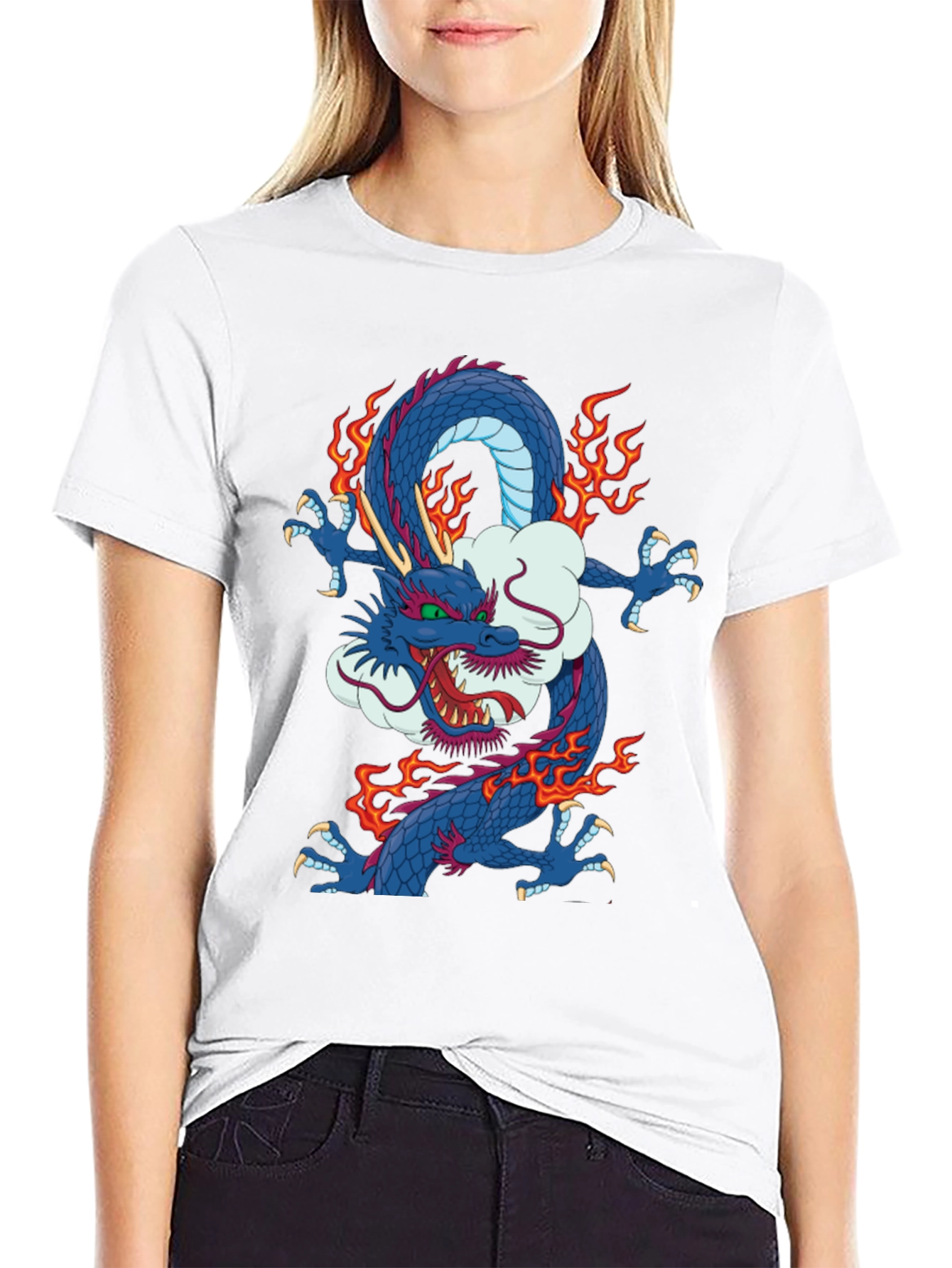 Dragon Graphic Print Crew Neck T-Shirt