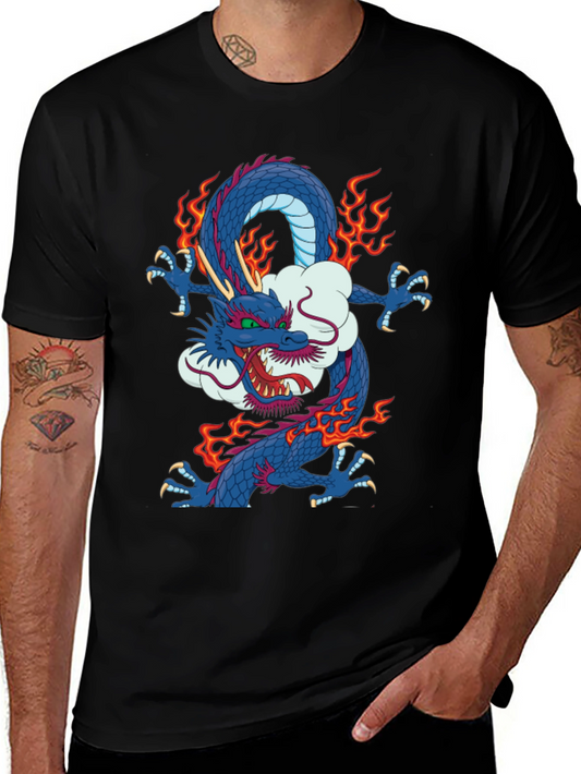 Dragon Graphic Print Crew Neck T-Shirt
