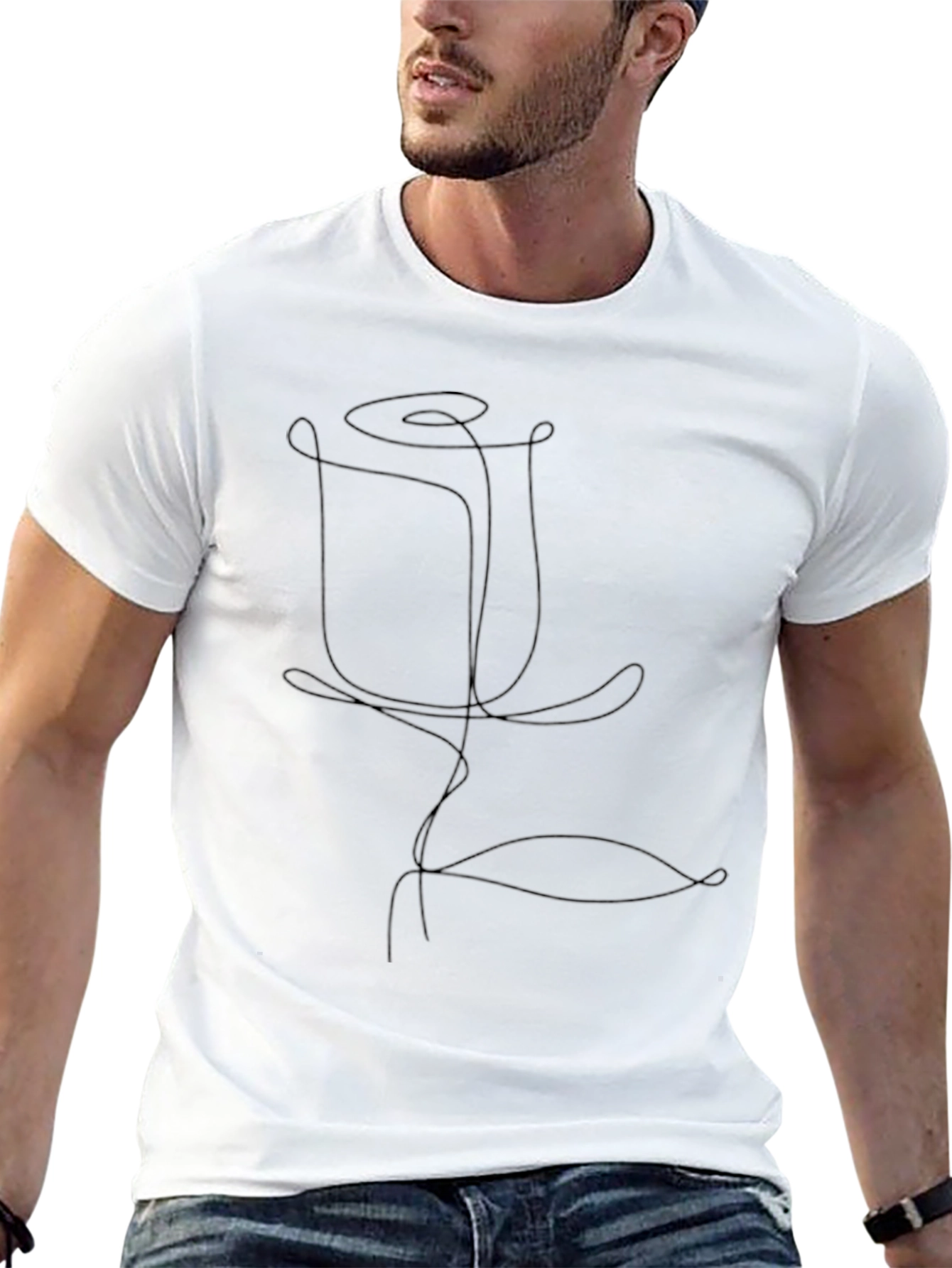 Minimalist Line Art Rose Graphic T-Shirt