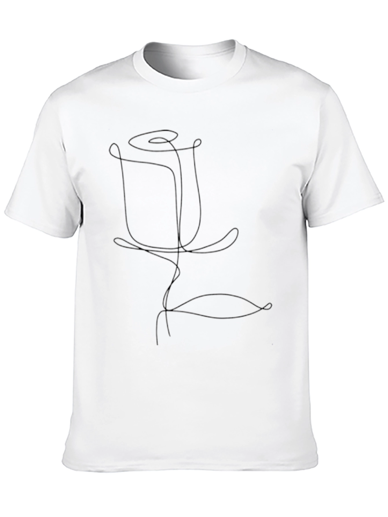 Minimalist Line Art Rose Graphic T-Shirt