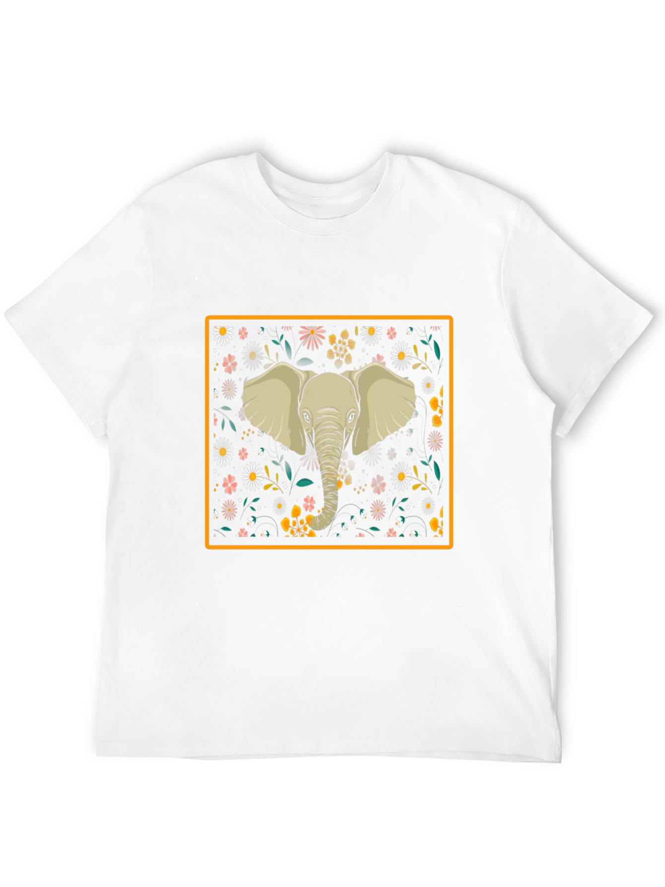 Elephant Floral Graphic Tee - Black