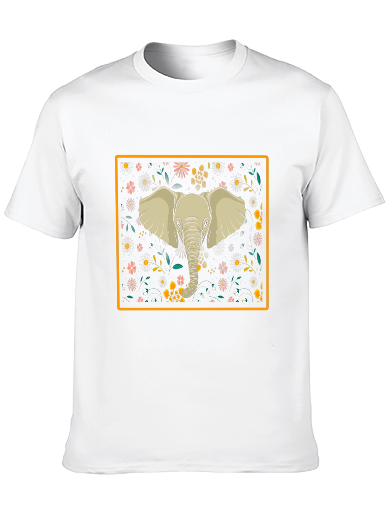 Elephant Floral Graphic Tee - Black