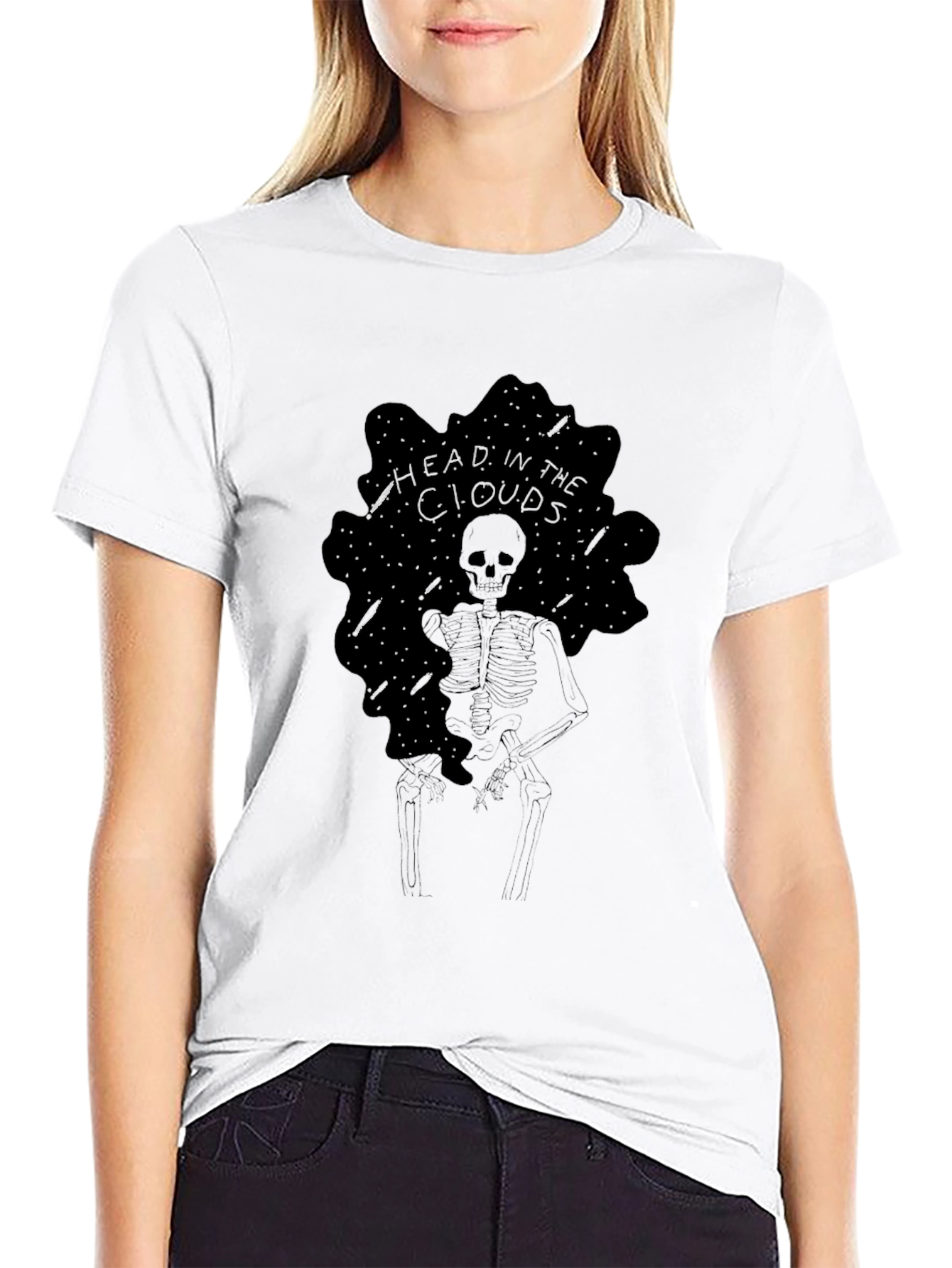 Head in the Clouds Skeleton Black Graphic Tee