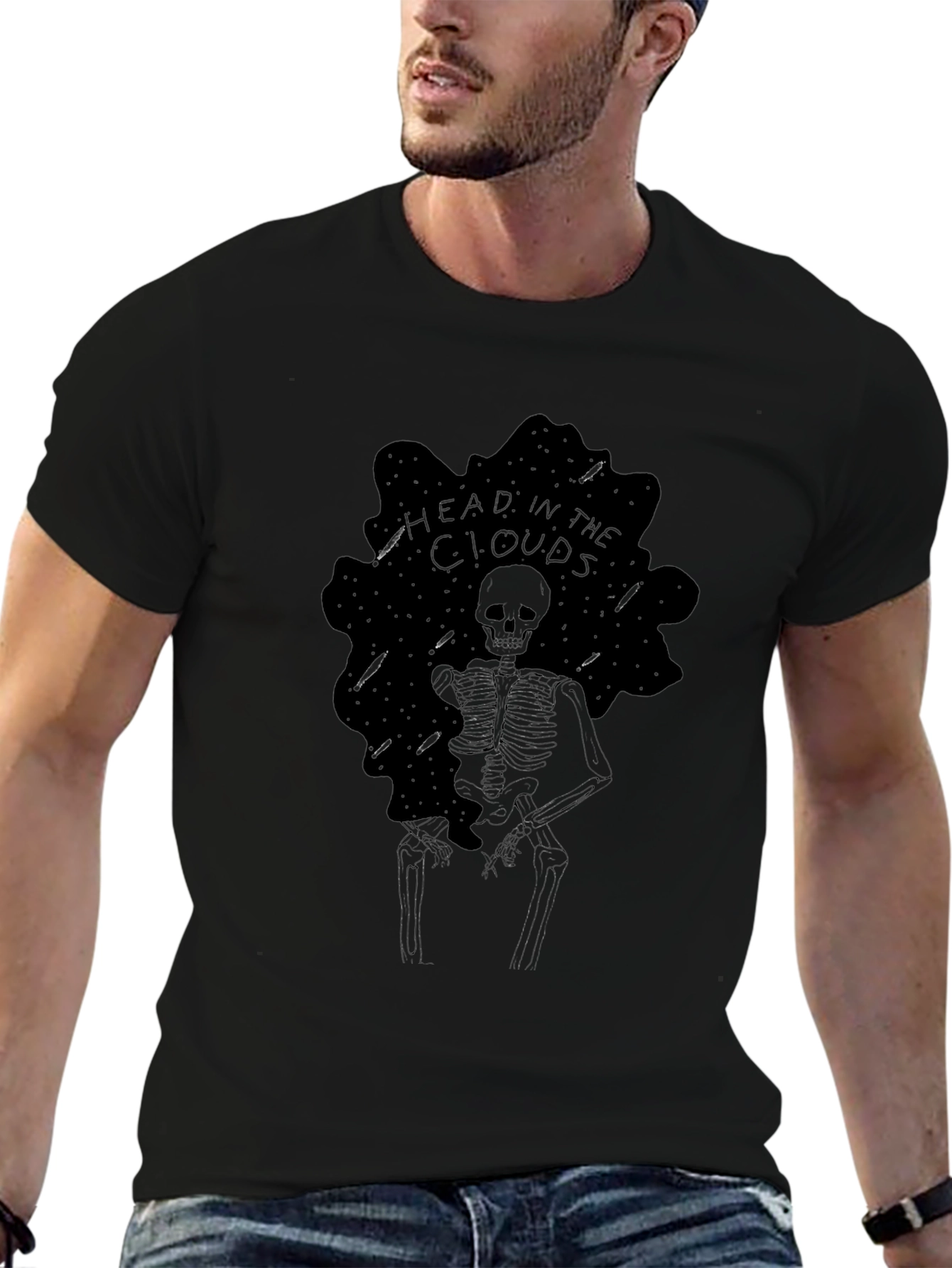 Head in the Clouds Skeleton Black Graphic Tee