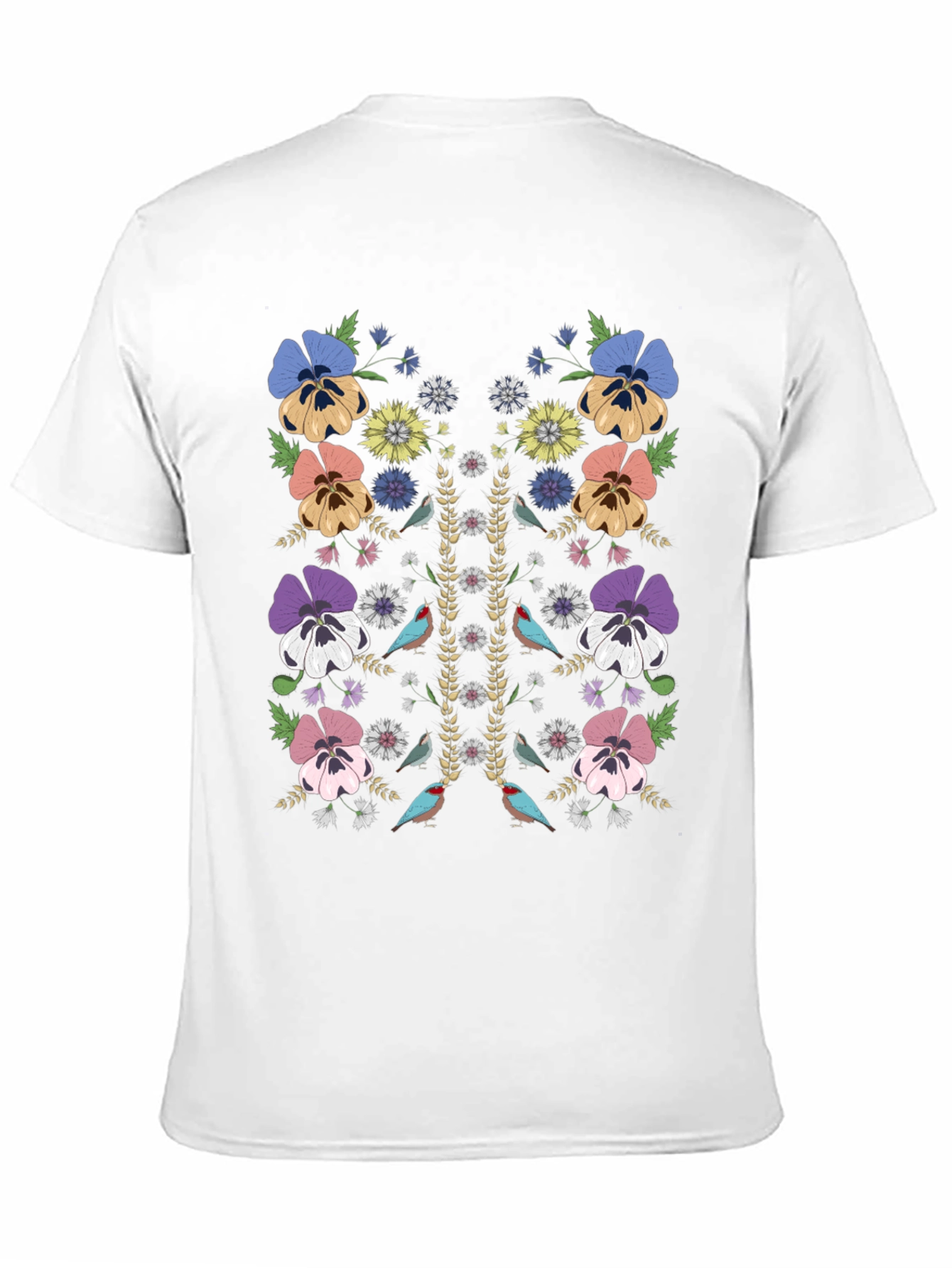 Floral & Birds Graphic Print Mens T-Shirt