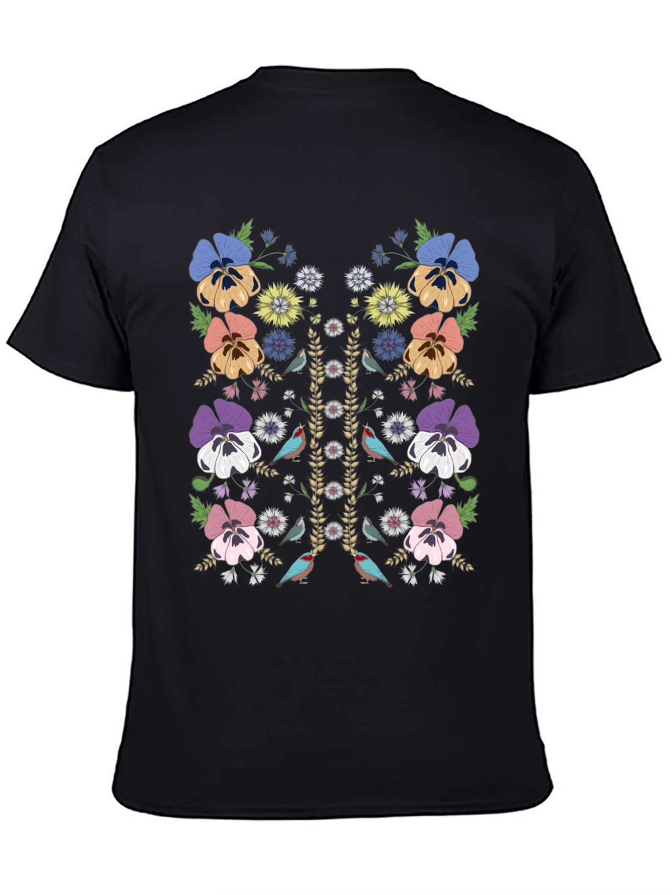 Floral & Birds Graphic Print Mens T-Shirt