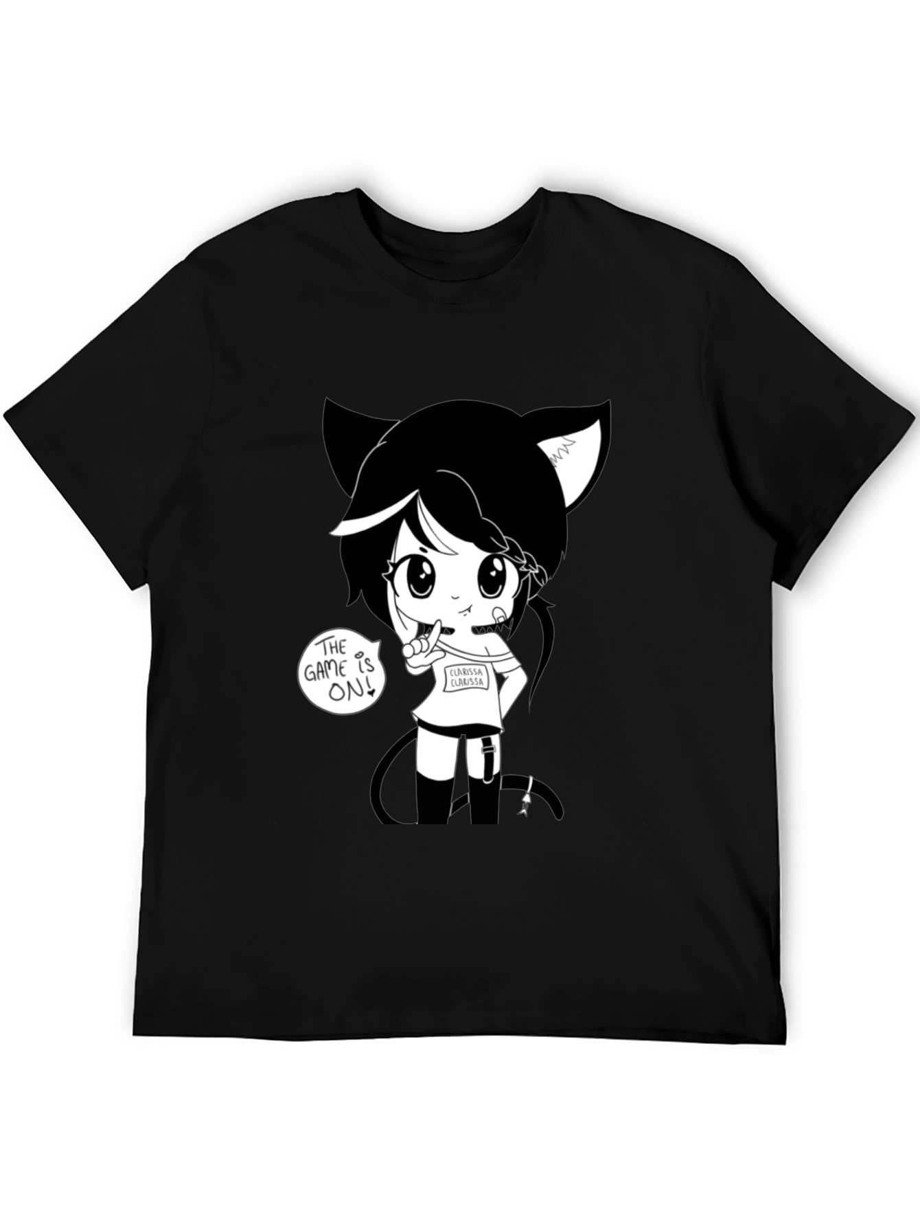 Anime Girl Graphic Tee - Black Cotton T-Shirt