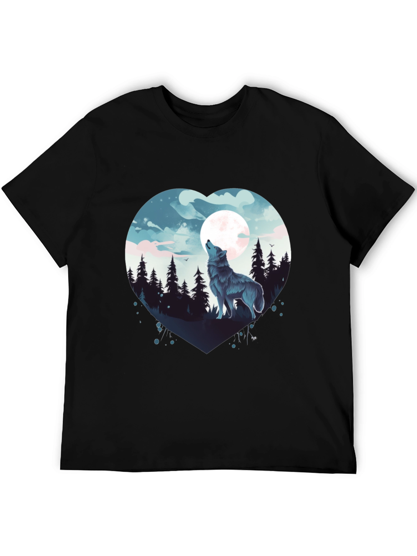Wolf Moon Heart Graphic Tee - Black