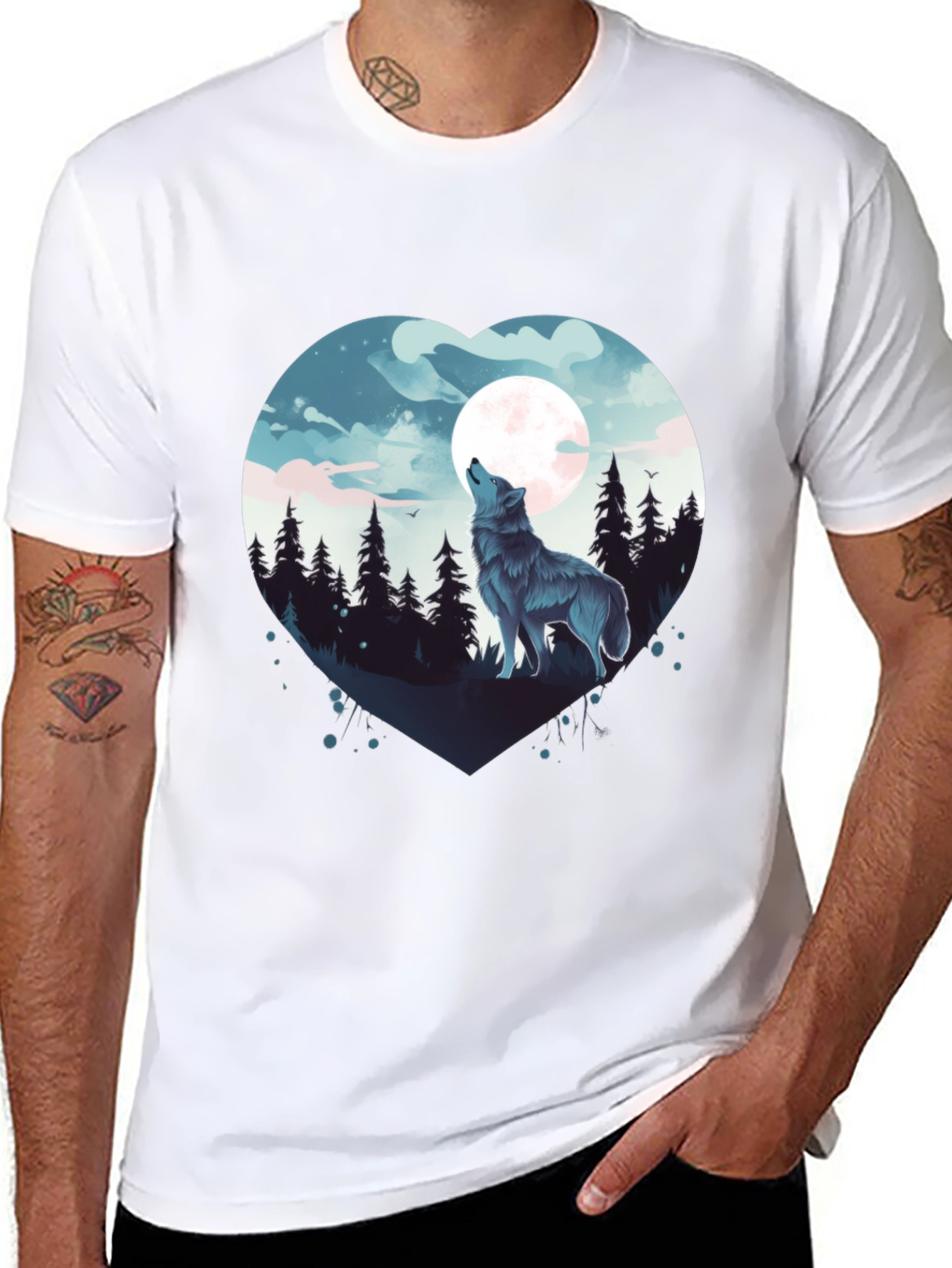 Wolf Moon Heart Graphic Tee - Black