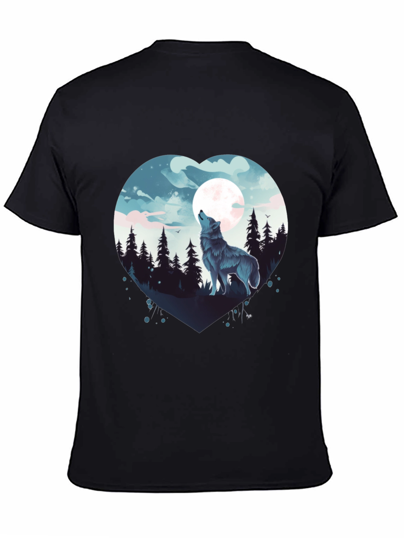Wolf Moon Heart Graphic Tee - Black