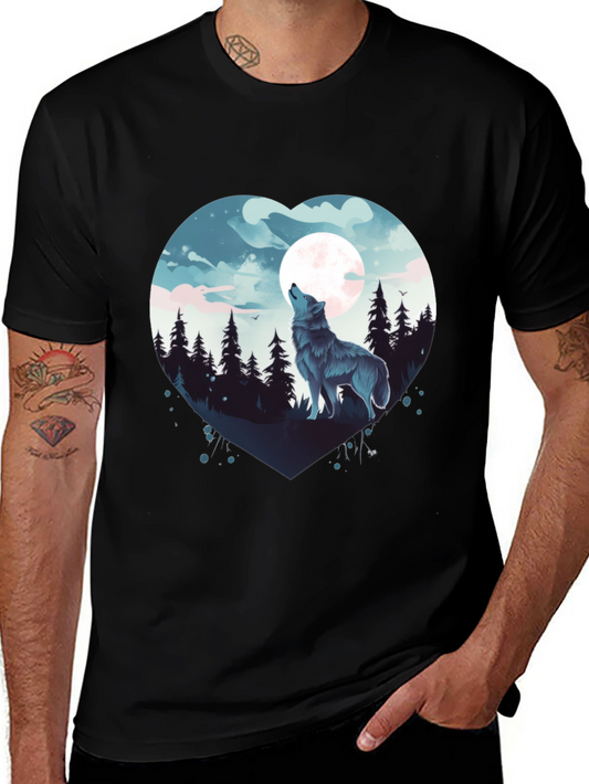 Wolf Moon Heart Graphic Tee - Black