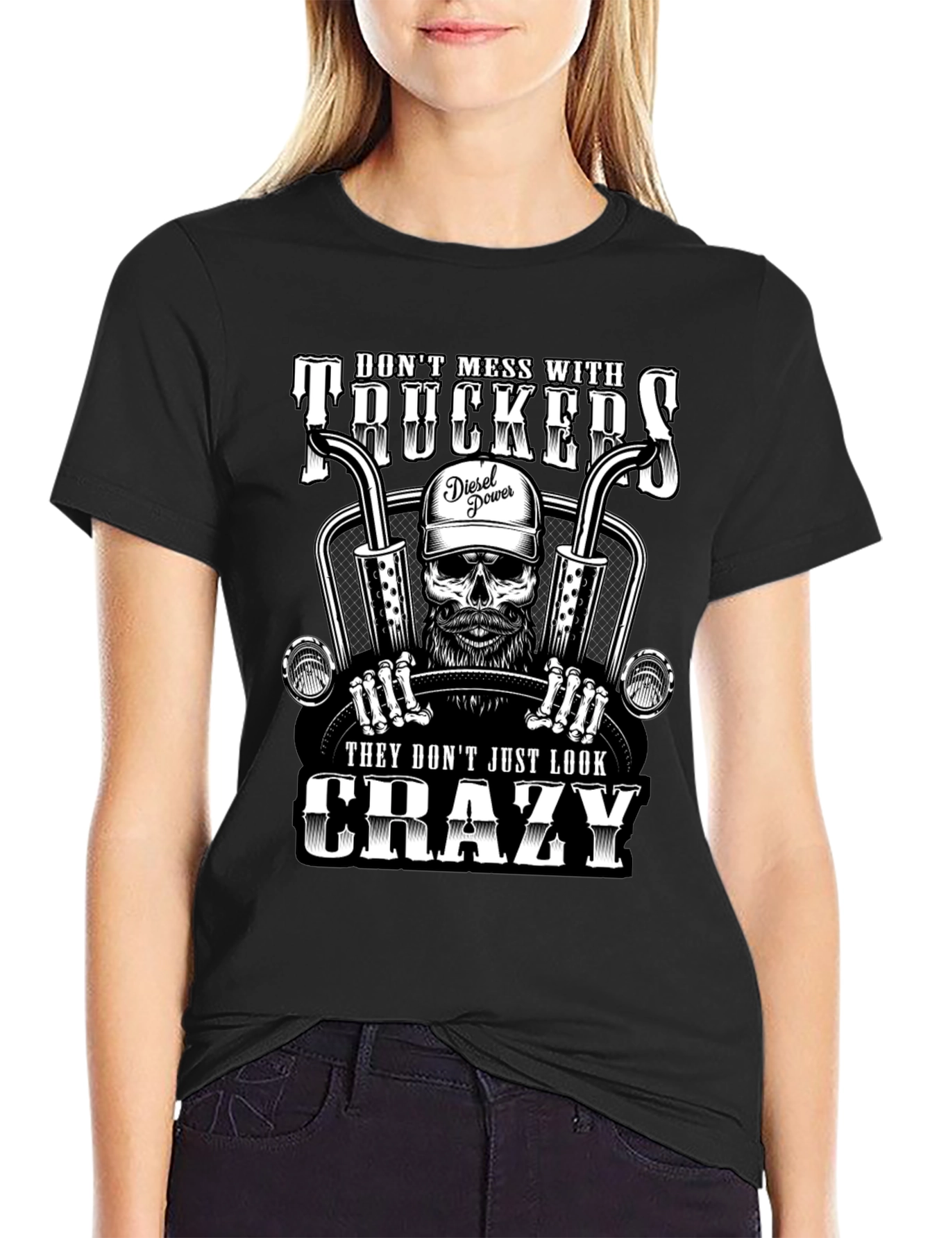 Dont Mess With Truckers Skeleton T-Shirt