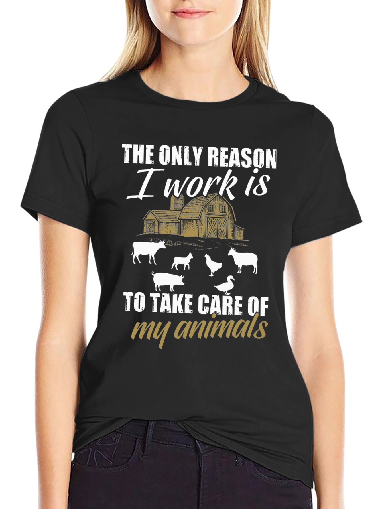 Farm Animal Lover Graphic Tee - Black Cotton T-Shirt