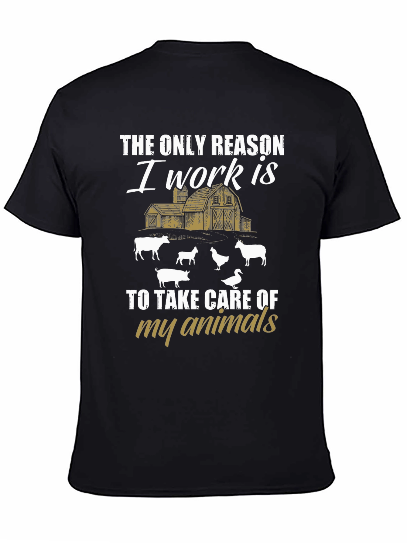 Farm Animal Lover Graphic Tee - Black Cotton T-Shirt