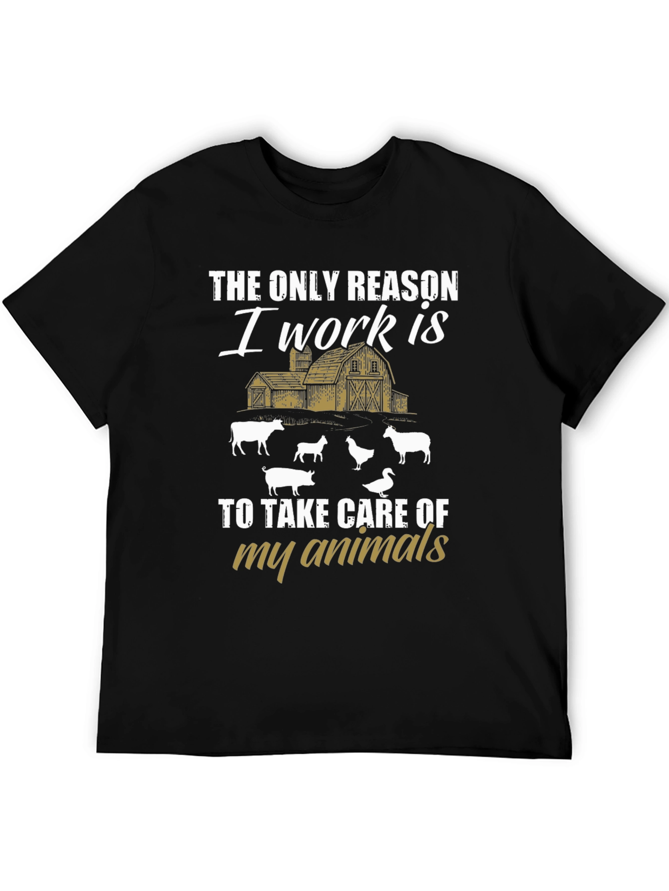 Farm Animal Lover Graphic Tee - Black Cotton T-Shirt
