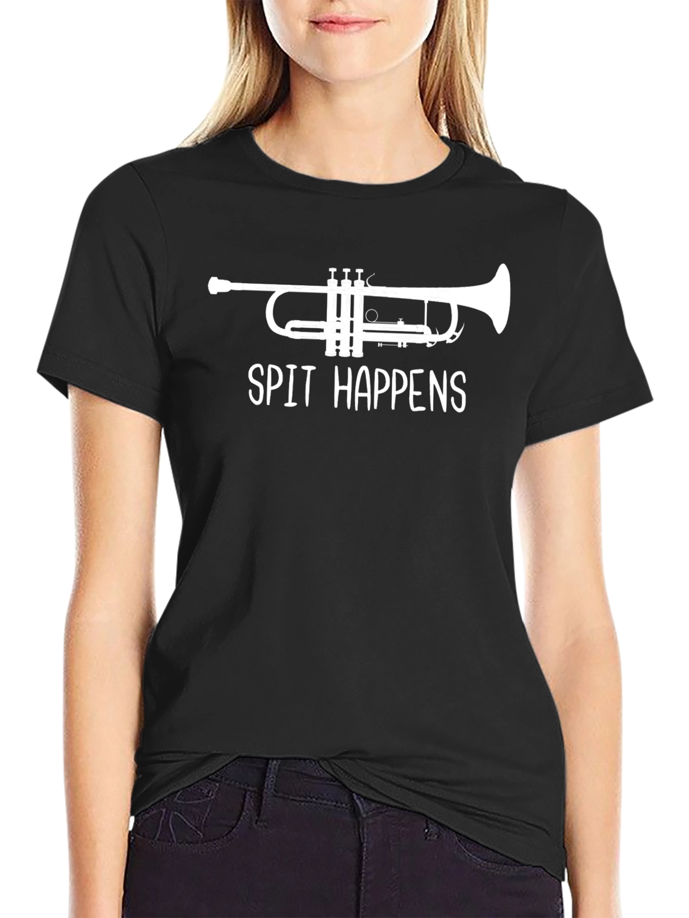 Spit Happens Trumpet Black T-Shirt