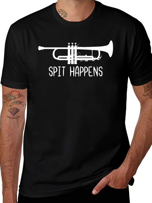 Spit Happens Trumpet Black T-Shirt