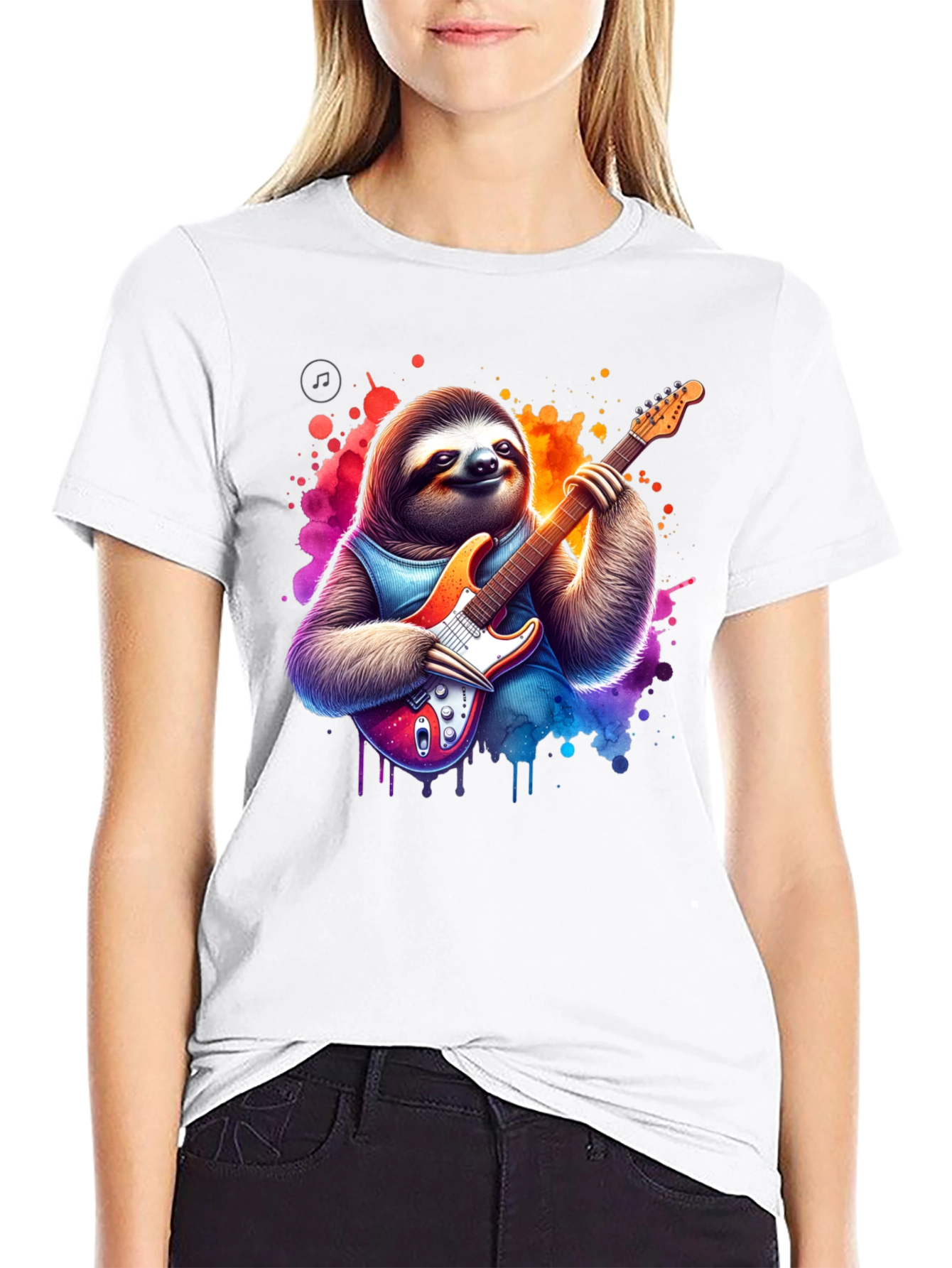 Sloth Guitarist Graphic Tee - Rock On!