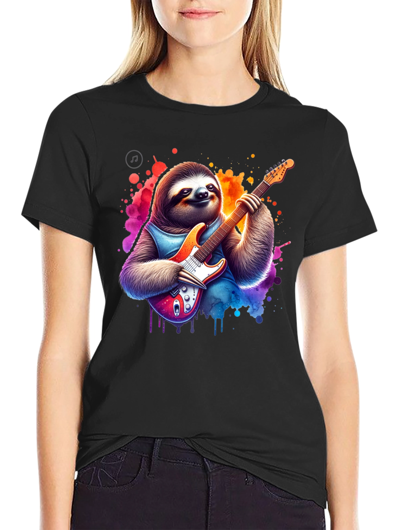 Sloth Guitarist Graphic Tee - Rock On!