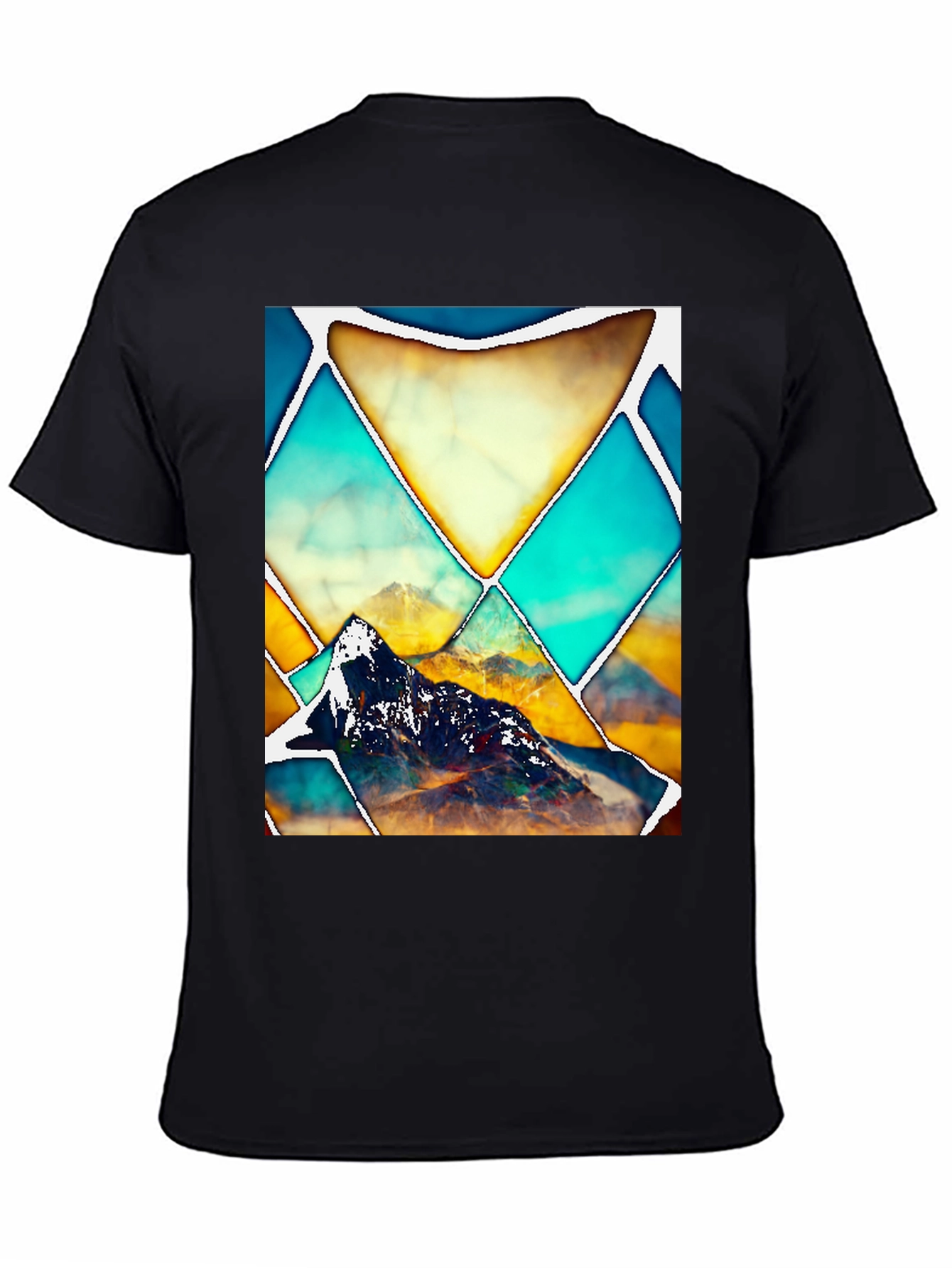 Geometric Mountain Graphic Tee - Stylish Unisex T-Shirt