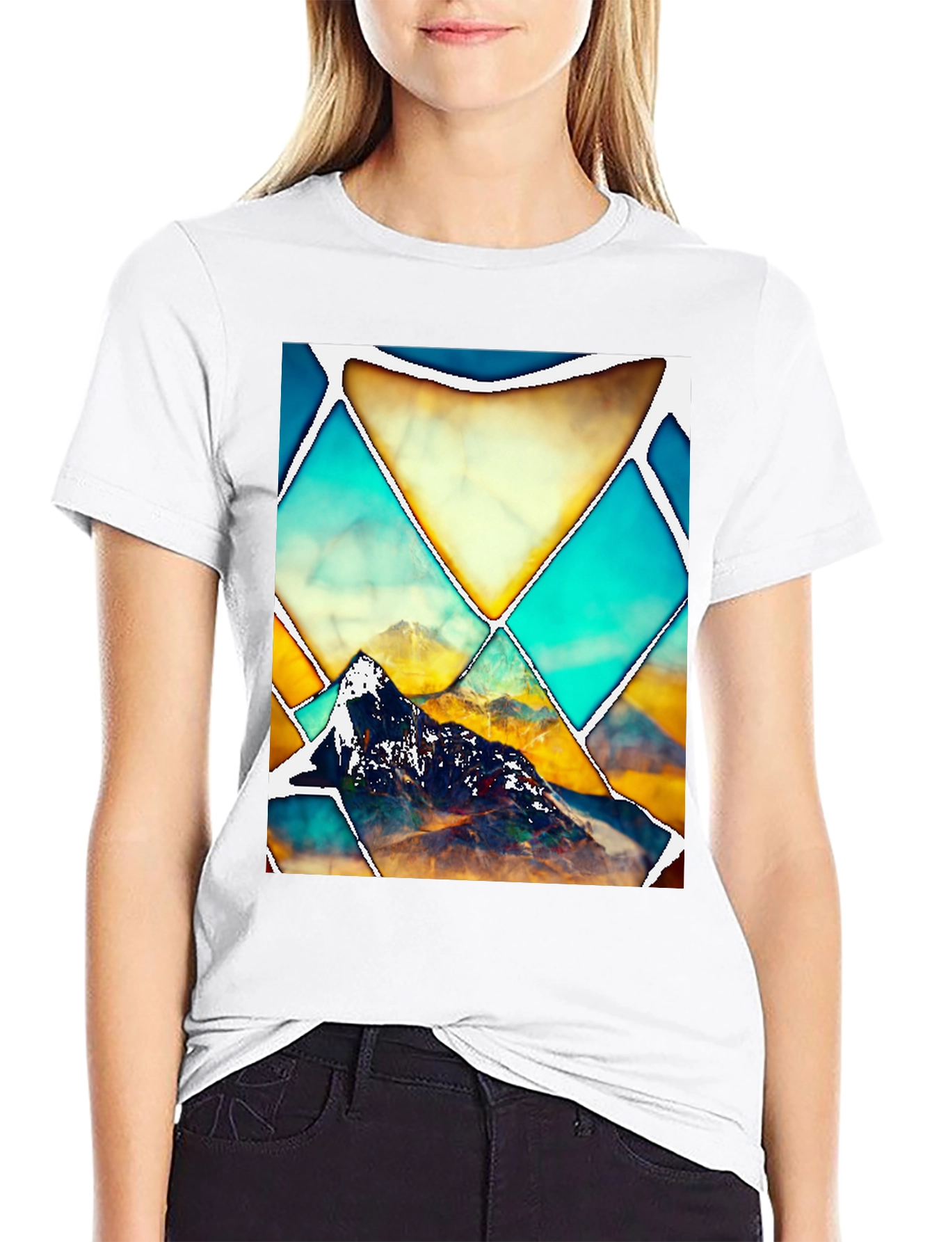 Geometric Mountain Graphic Tee - Stylish Unisex T-Shirt