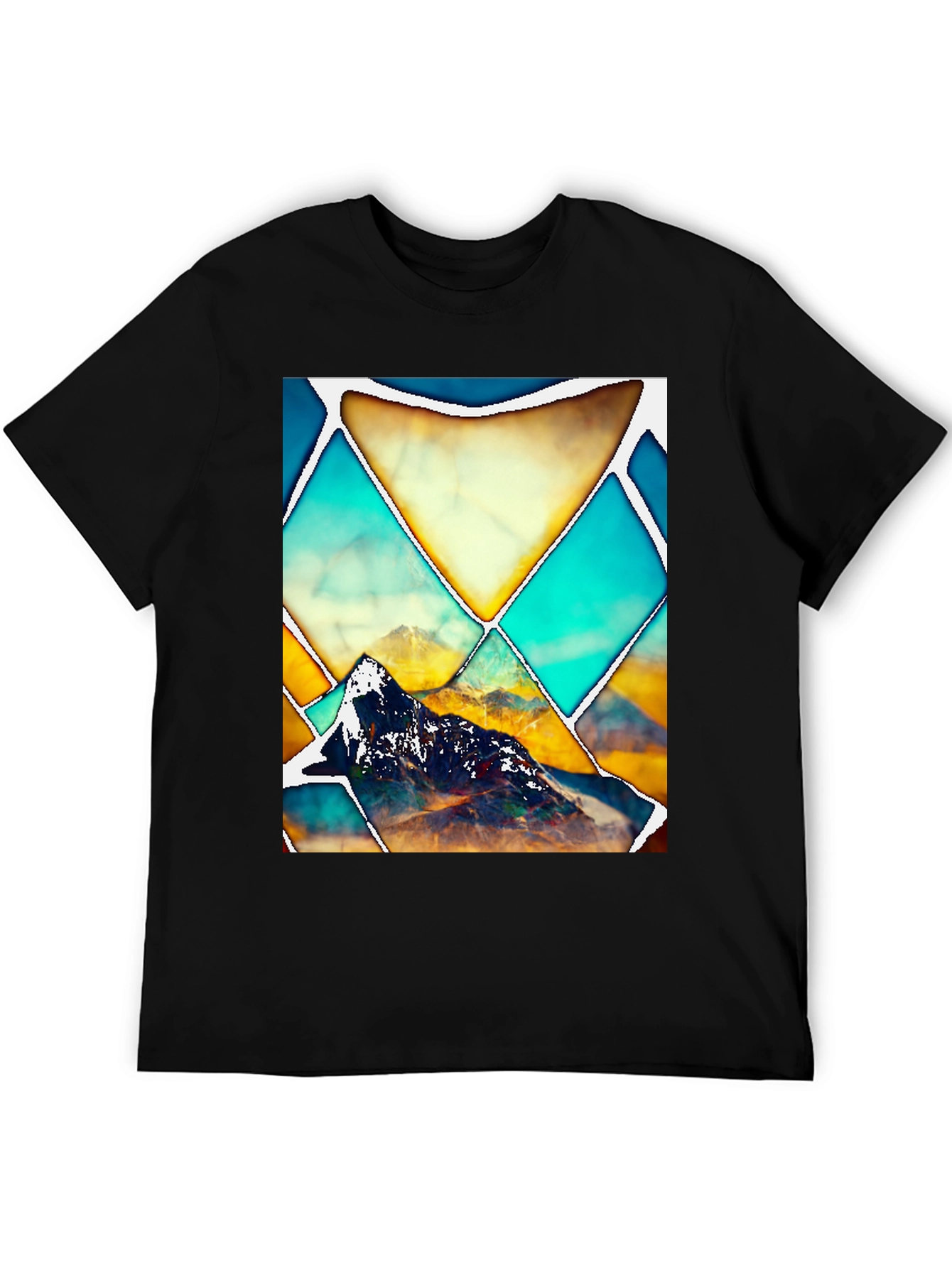 Geometric Mountain Graphic Tee - Stylish Unisex T-Shirt