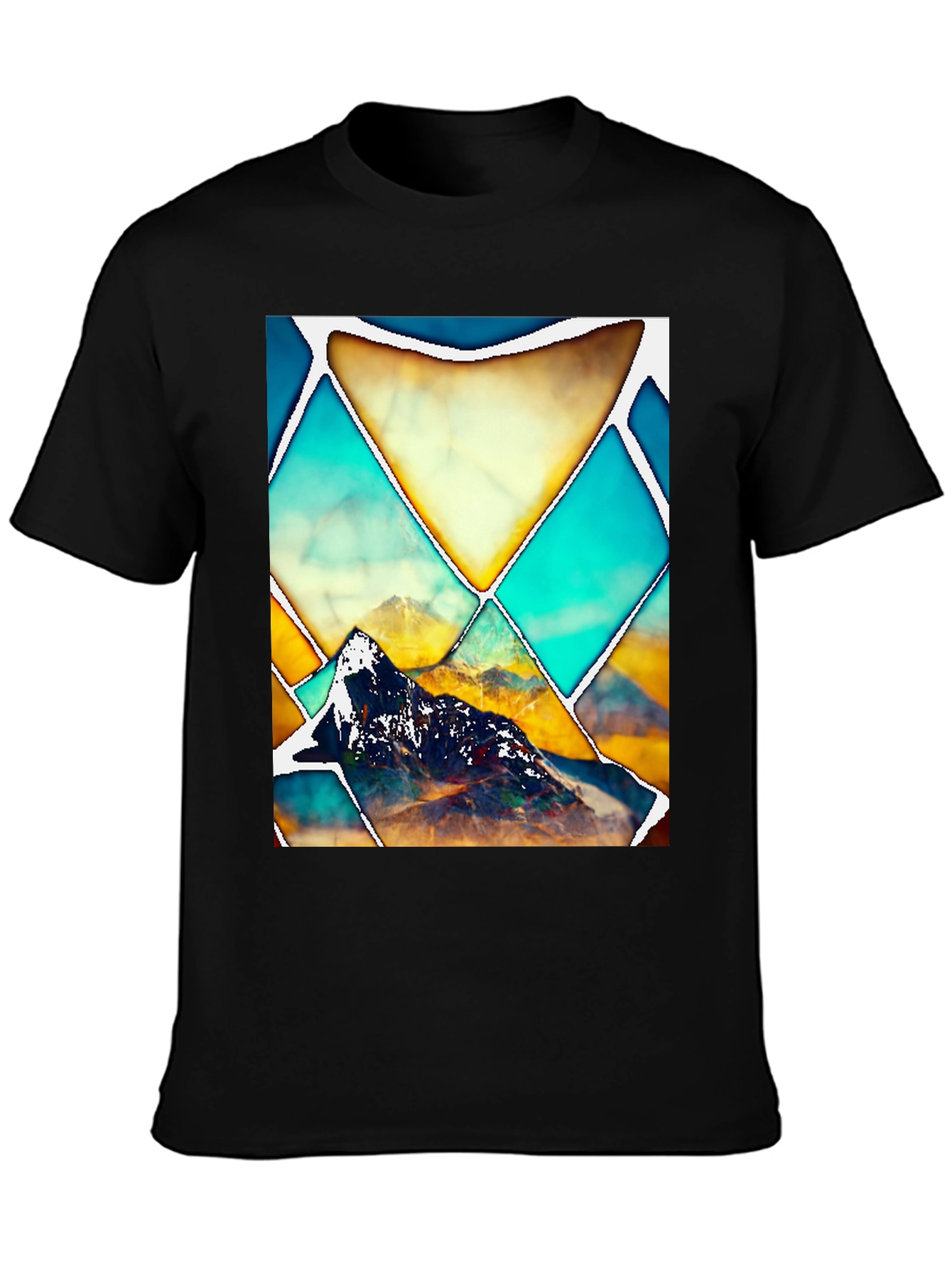 Geometric Mountain Graphic Tee - Stylish Unisex T-Shirt