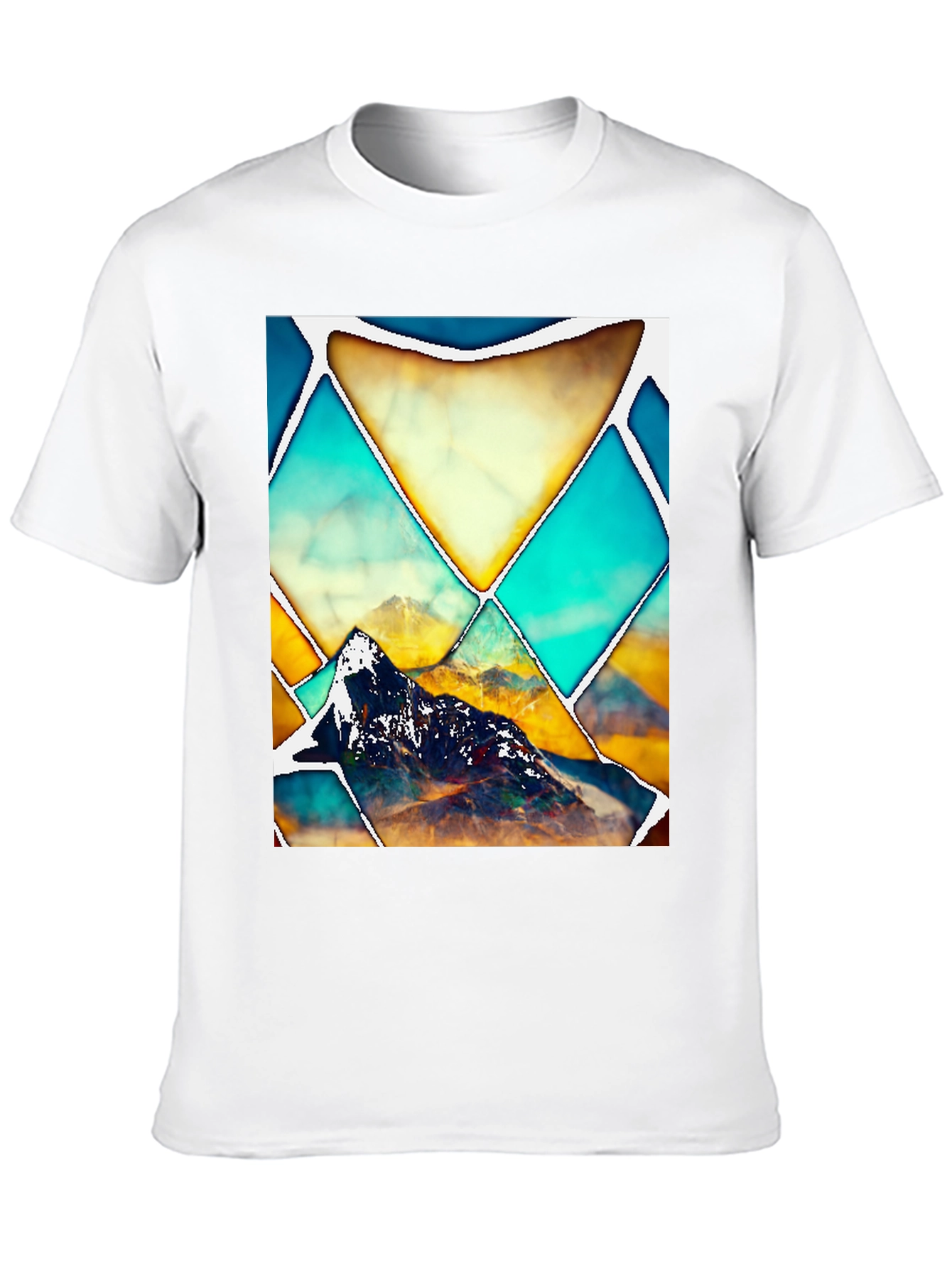 Geometric Mountain Graphic Tee - Stylish Unisex T-Shirt