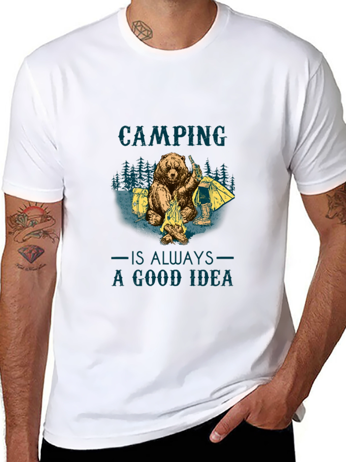 Camping Bear Graphic Tee - Adventure Ready