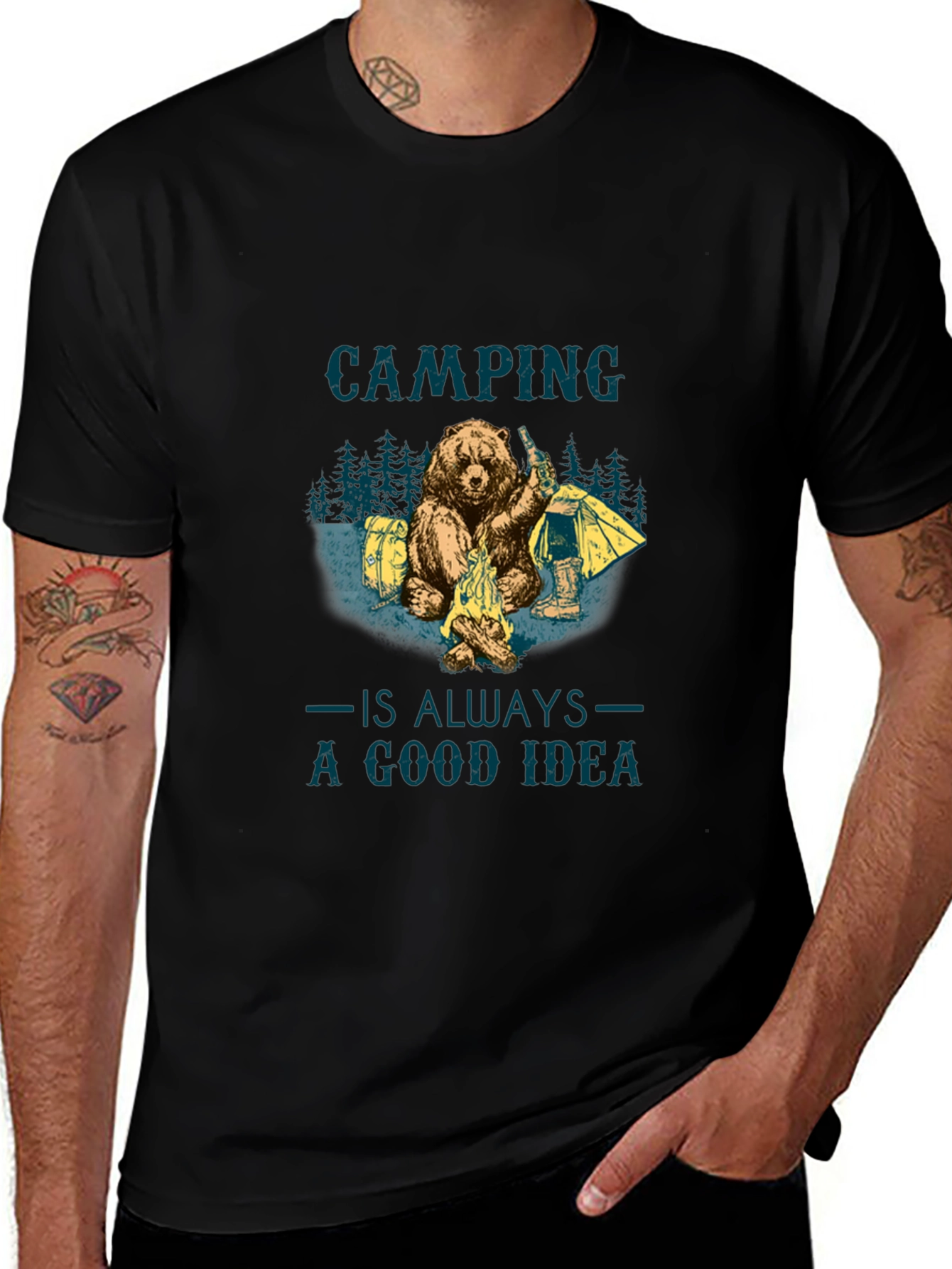 Camping Bear Graphic Tee - Adventure Ready