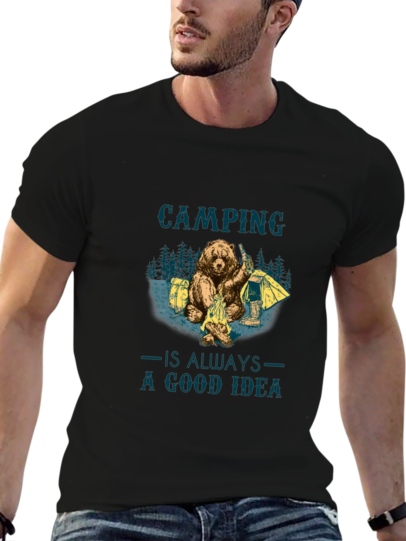 Camping Bear Graphic Tee - Adventure Ready