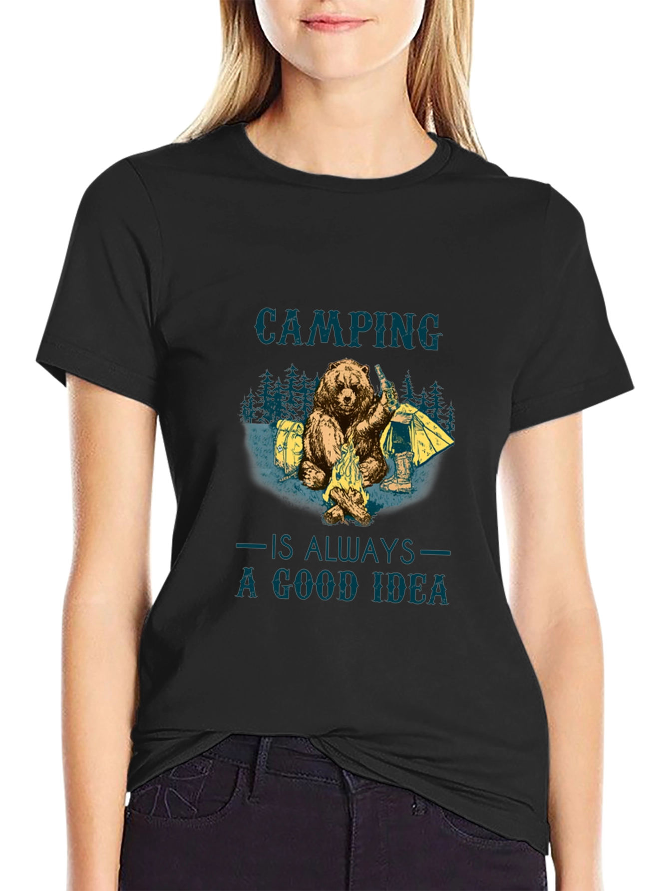 Camping Bear Graphic Tee - Adventure Ready
