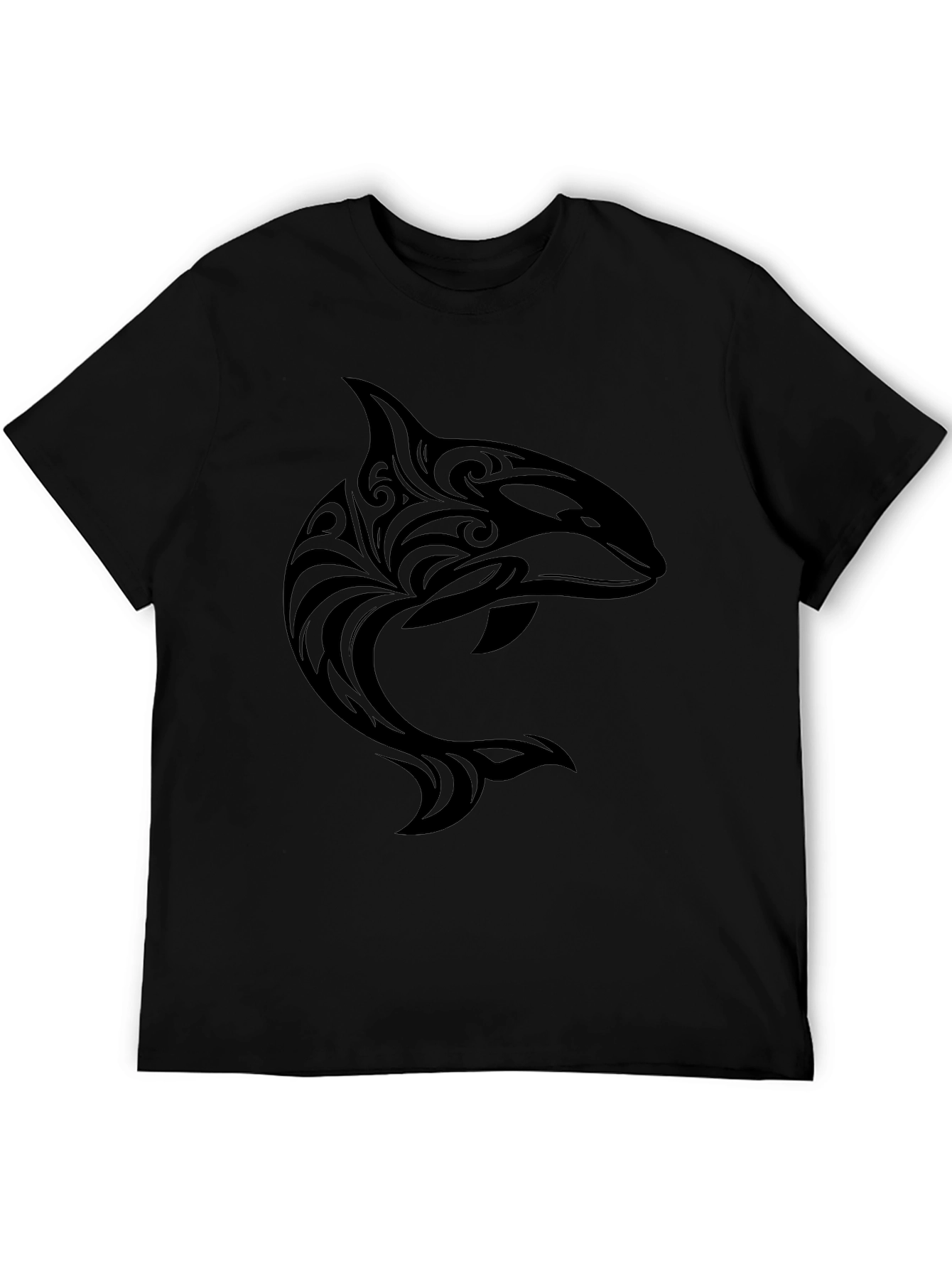 Tribal Orca Graphic Black T-Shirt