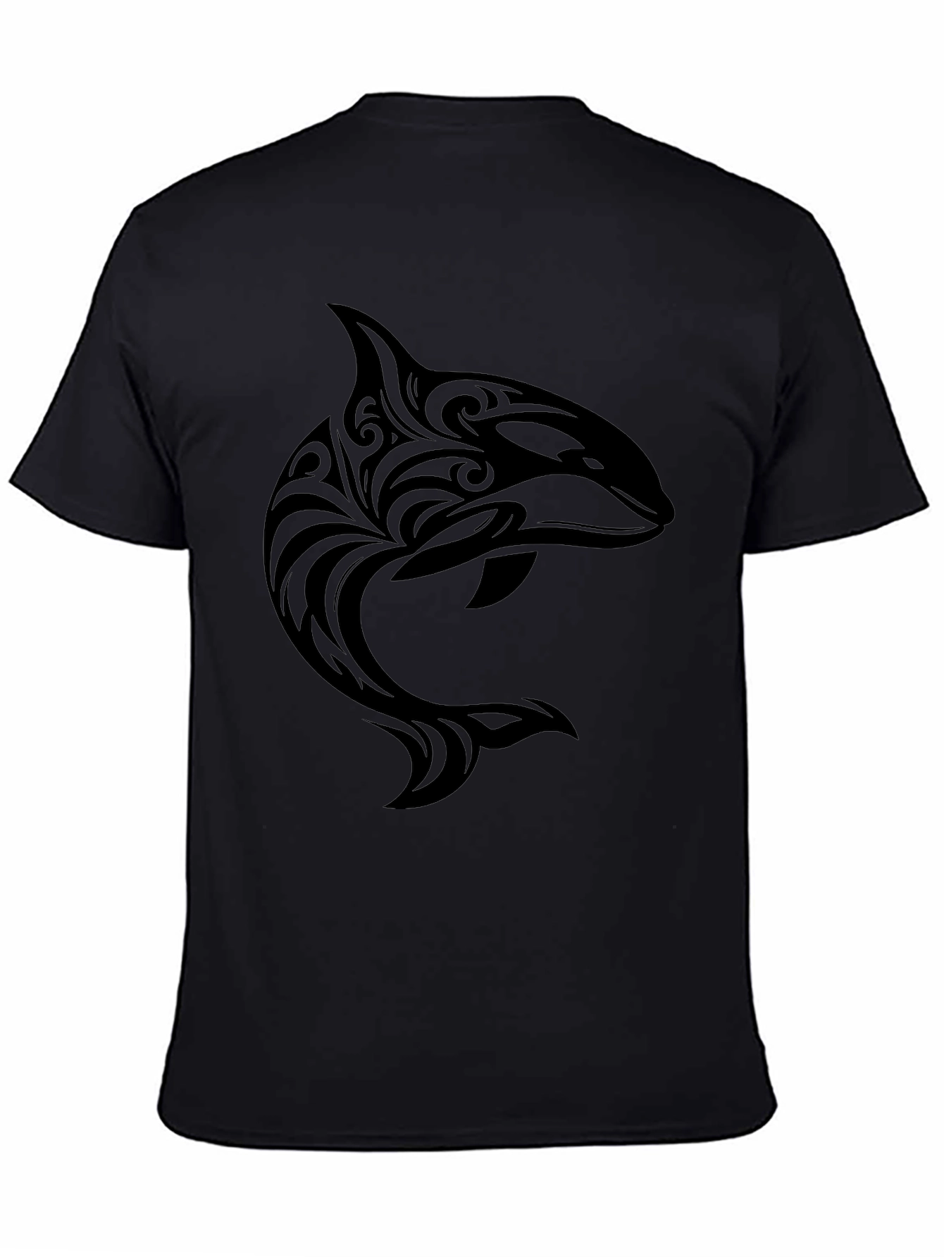Tribal Orca Graphic Black T-Shirt