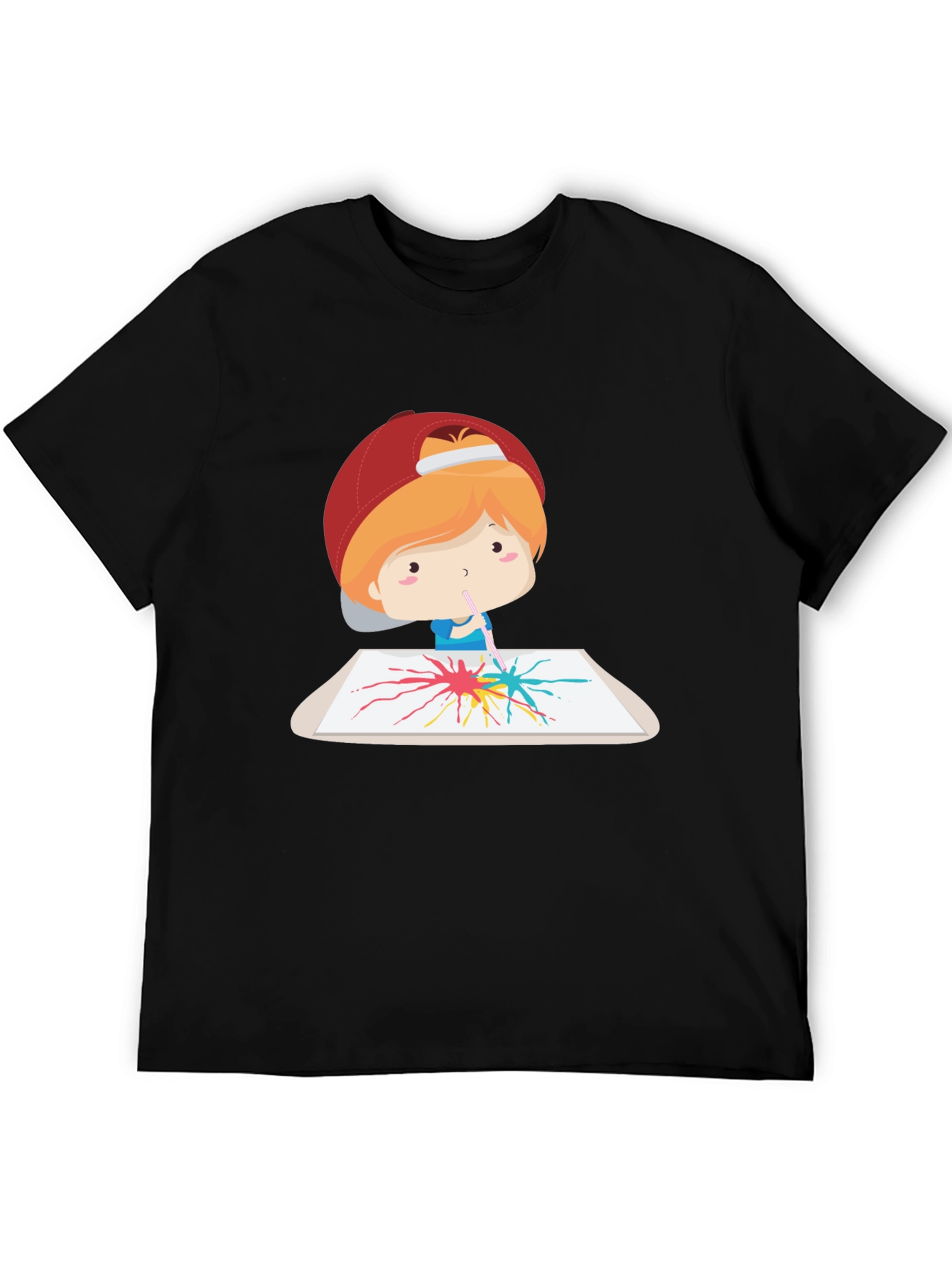 Artistic Kid Graphic Tee - Black Cotton Casual T-Shirt