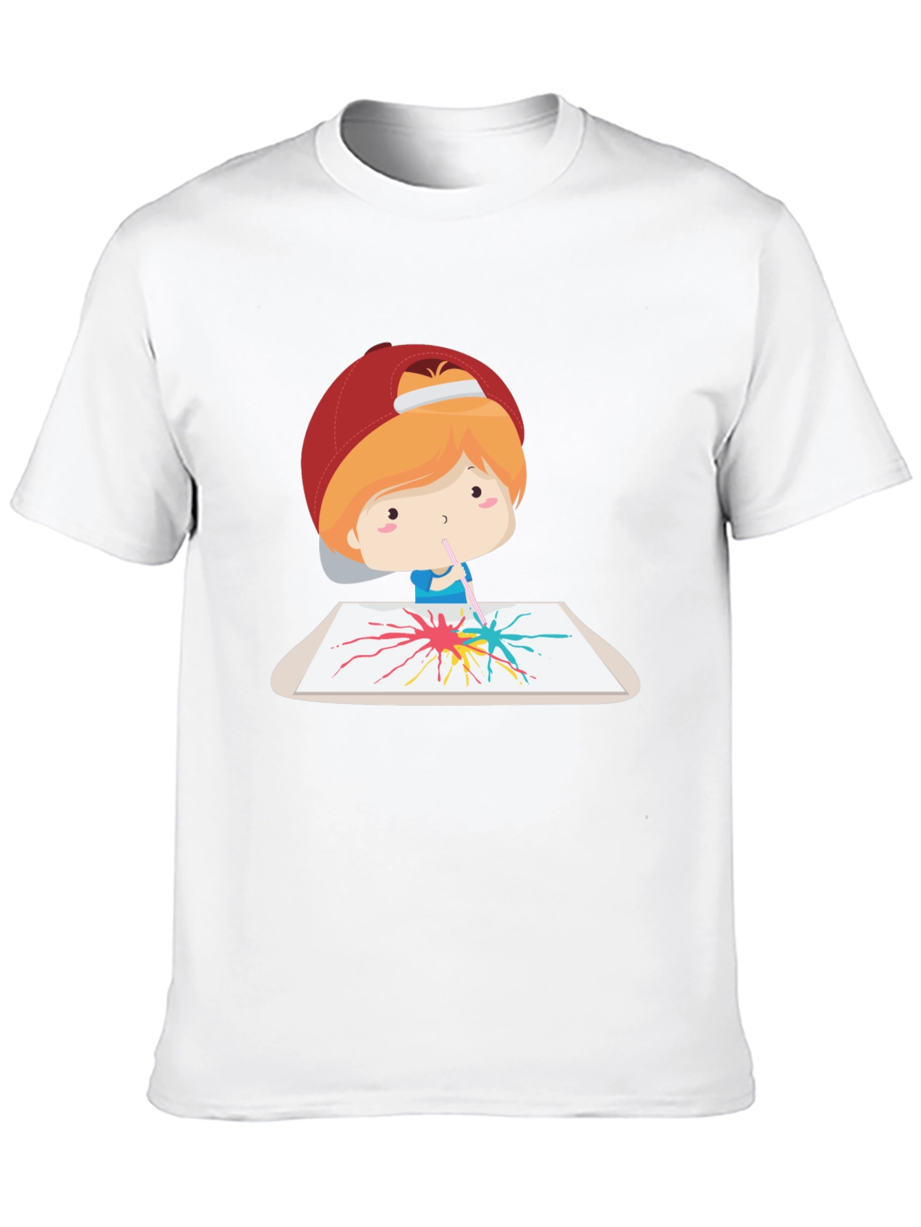 Artistic Kid Graphic Tee - Black Cotton Casual T-Shirt