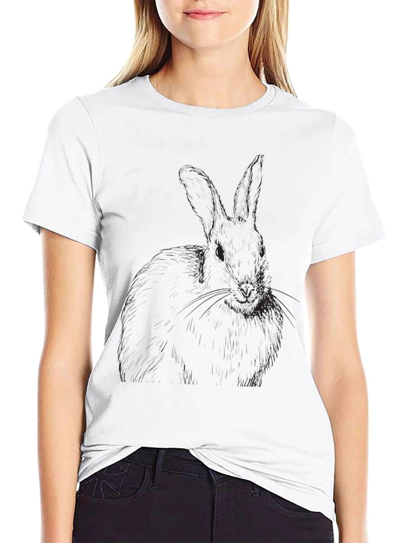 Mens Black Rabbit Graphic T-Shirt